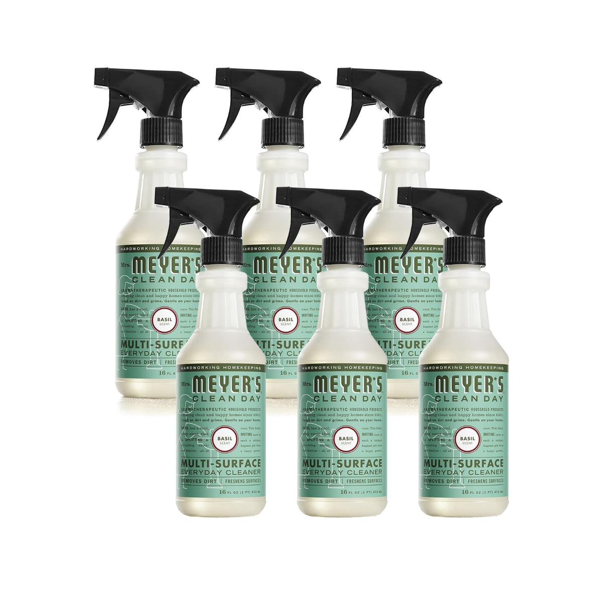 Mrs Meyers Clean Day Multi-Surface Everyday Cleaner, Basil 16 oz (Pack of 6)