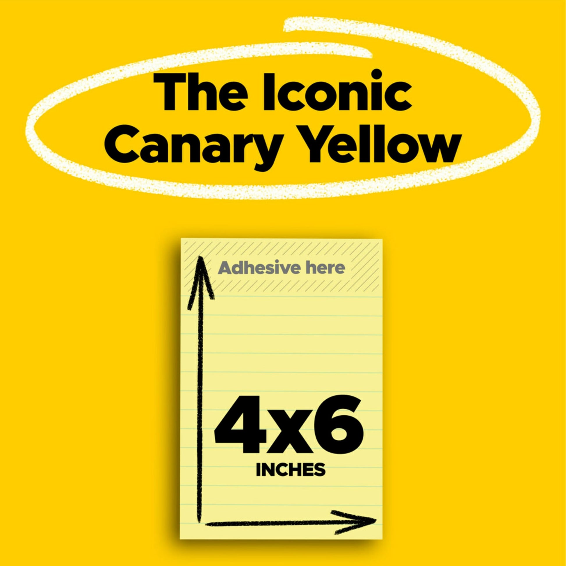Post-it Notes, 4 in x 6 in, 5 Lined Sticky Notes Pads, 100 Sheets per Pad, Canary Yellow, The Original Post-it Note, School Supplies and Oﬃce Products
