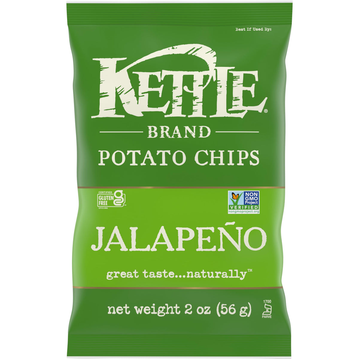 Kettle Brand Potato Chips, Jalapeno Kettle Chips, Snack Bag, 2 Oz (Pack of 6)