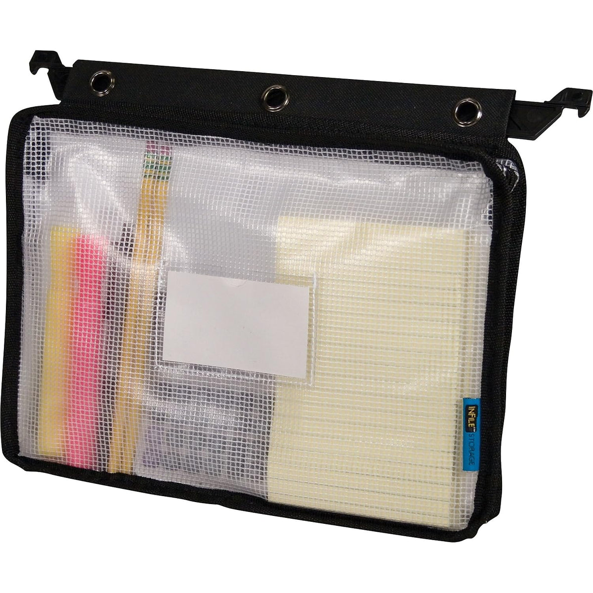 Advantus Expanding Zipper Pouch, 13 x 9.25, Black/Clear