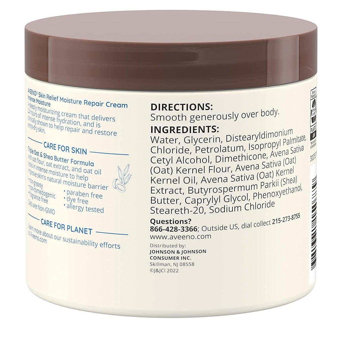 AVEENO Active Naturals Skin Relief Moisture Repair Cream, Intense Moisture 11 oz (Pack of 3)