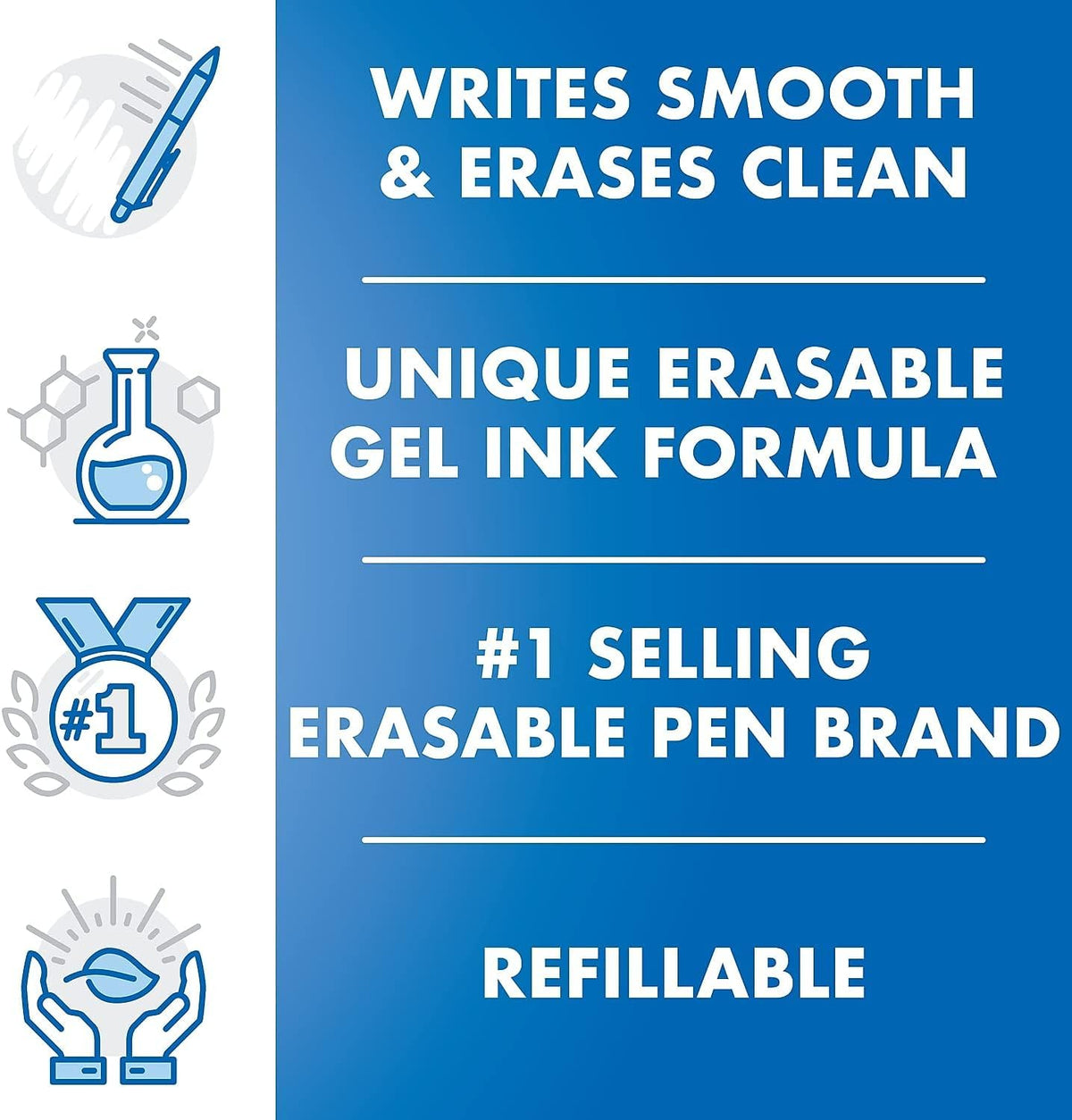 Pilot, FriXion Clicker Erasable Gel Pens, Fine Point 0.7 mm, Pack of 12, Blue