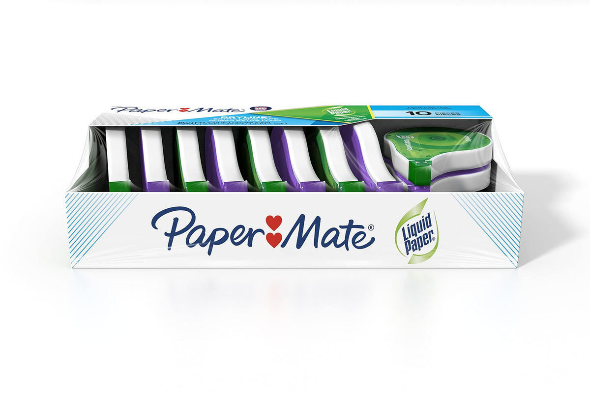 Paper Mate Liquid Paper DryLine, Extra Long Tape, Assorted Colors, 10 Count