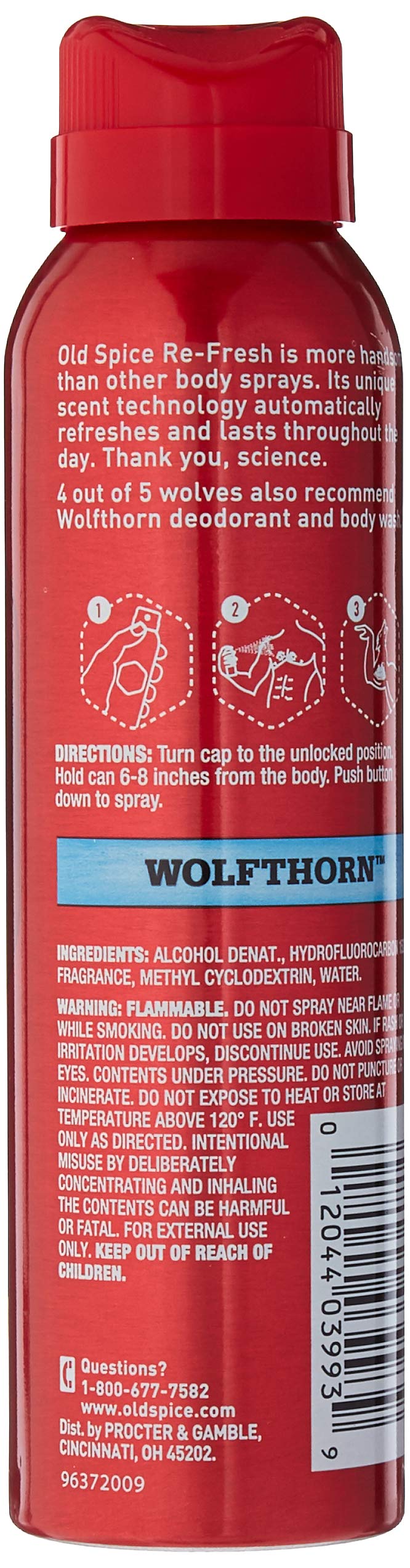 Old Spice Wild Collection Re-Fresh Deodorant Body Spray, Wolfthorn 3.75 oz (Pack of 2)