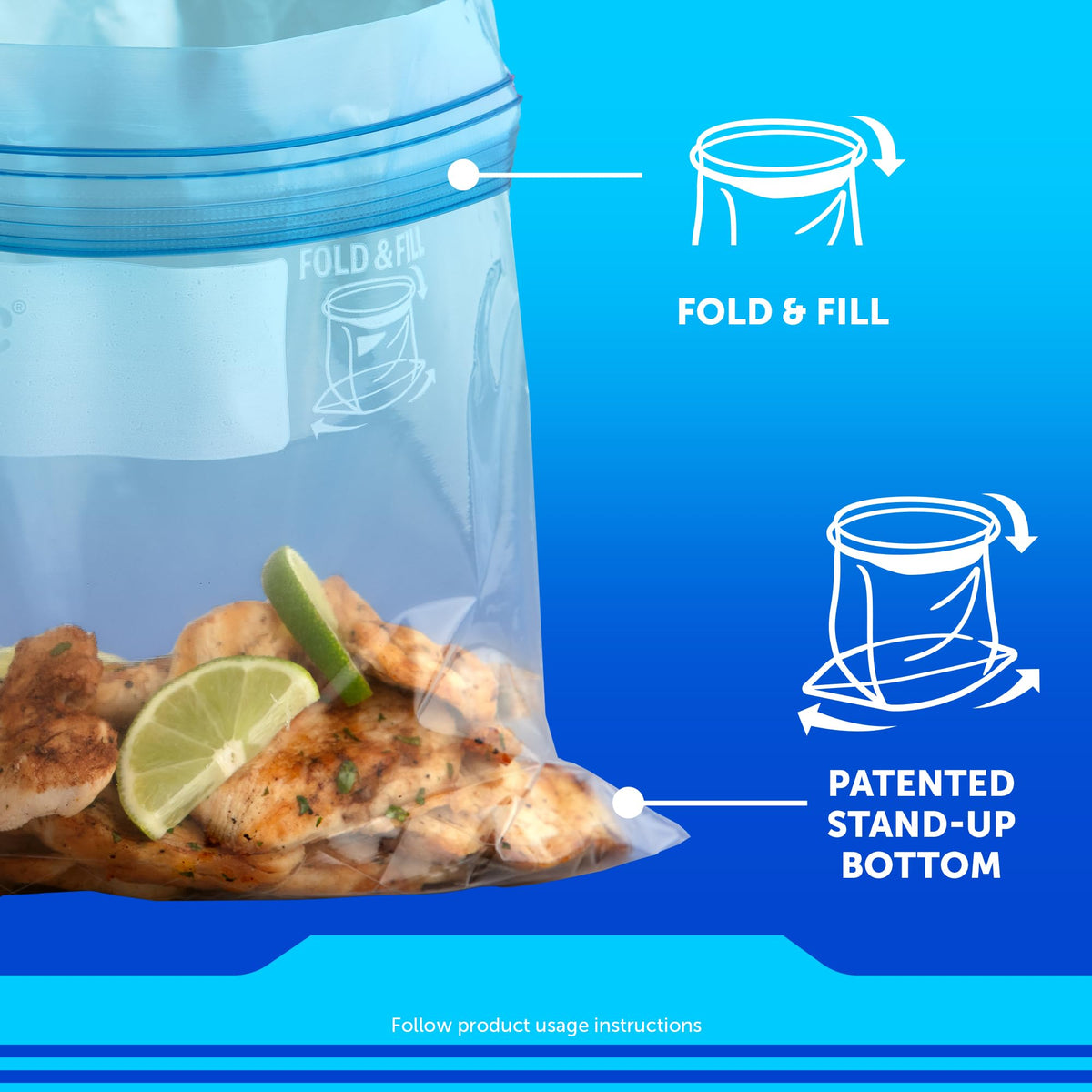 Ziploc Quart Food Storage Freezer Bags, New Stay Open Design with Stand-Up Bottom, Easy to Fill, 75 Count