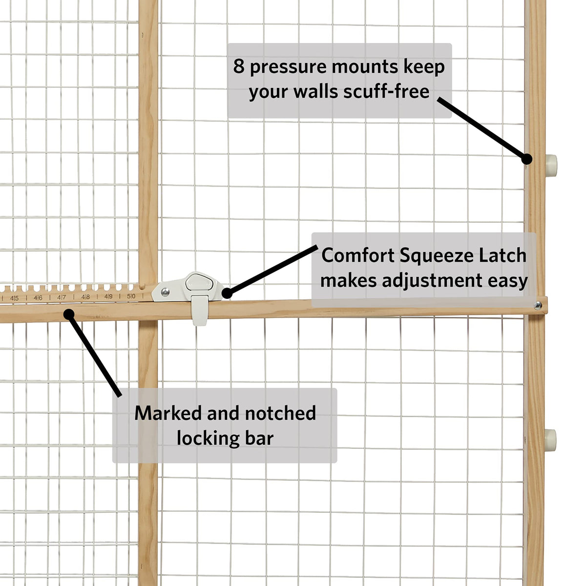 MidWest Homes for Pets Wire Mesh Pet Safety Gate, Dog Gate Expands From 29 - 50 Inches Wide, 44 Inches Tall, Wood, Powder Coated Wire