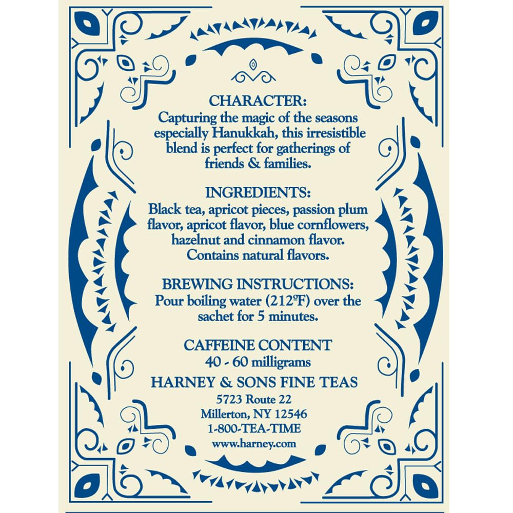 Harney & Sons Celebration, Black Tea w/Apricot, Hazelnut, and Cinnamon Flavor, 30 Count