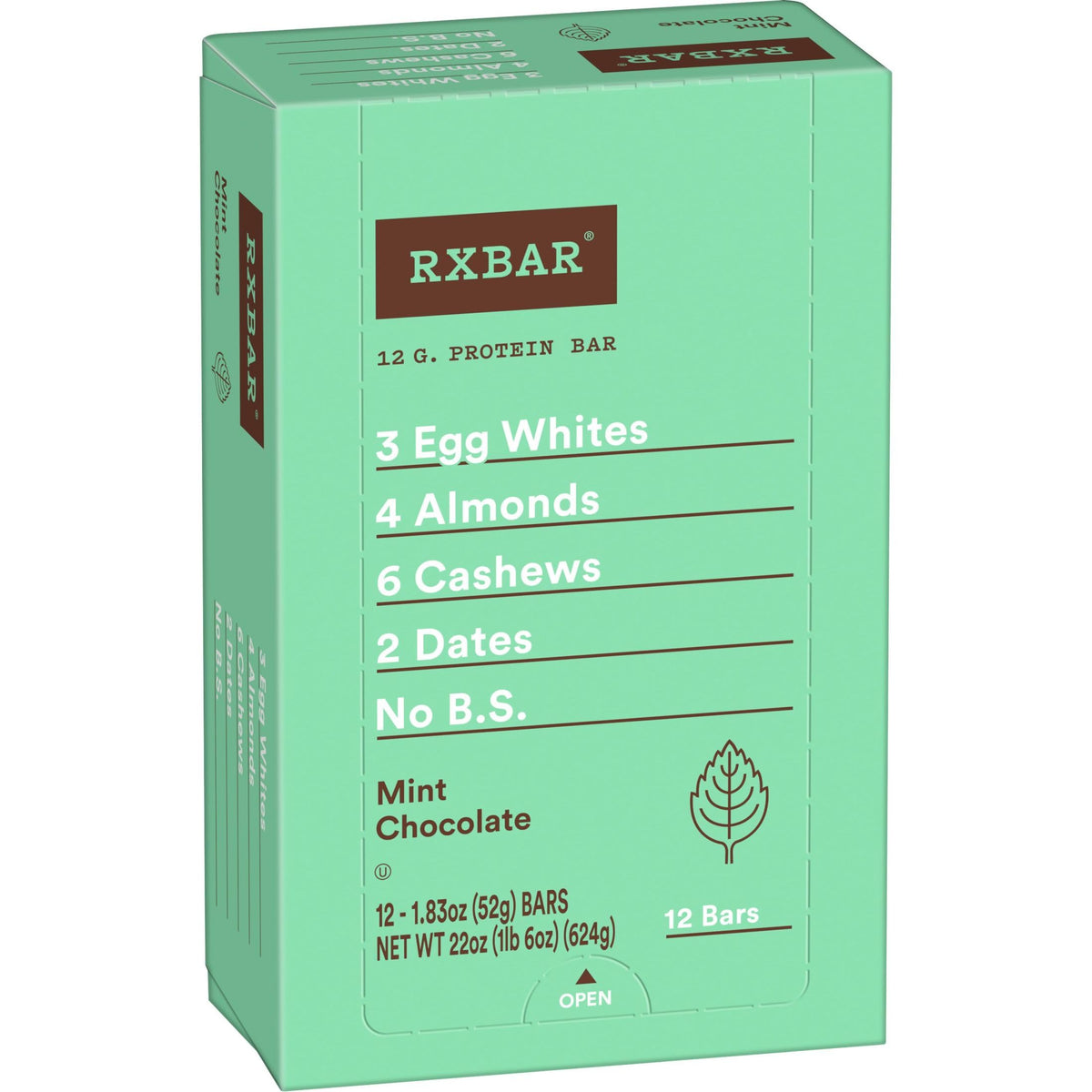 RXBAR Protein Bars, Protein Snack, Snack Bars, Mint Chocolate, 22oz Box (12 Bars)