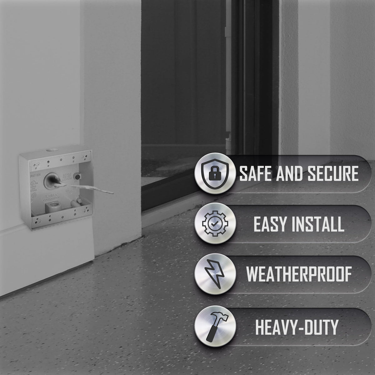 2-Gang Weatherproof Box, Three 1/2 in. Outlets, White, Bronze