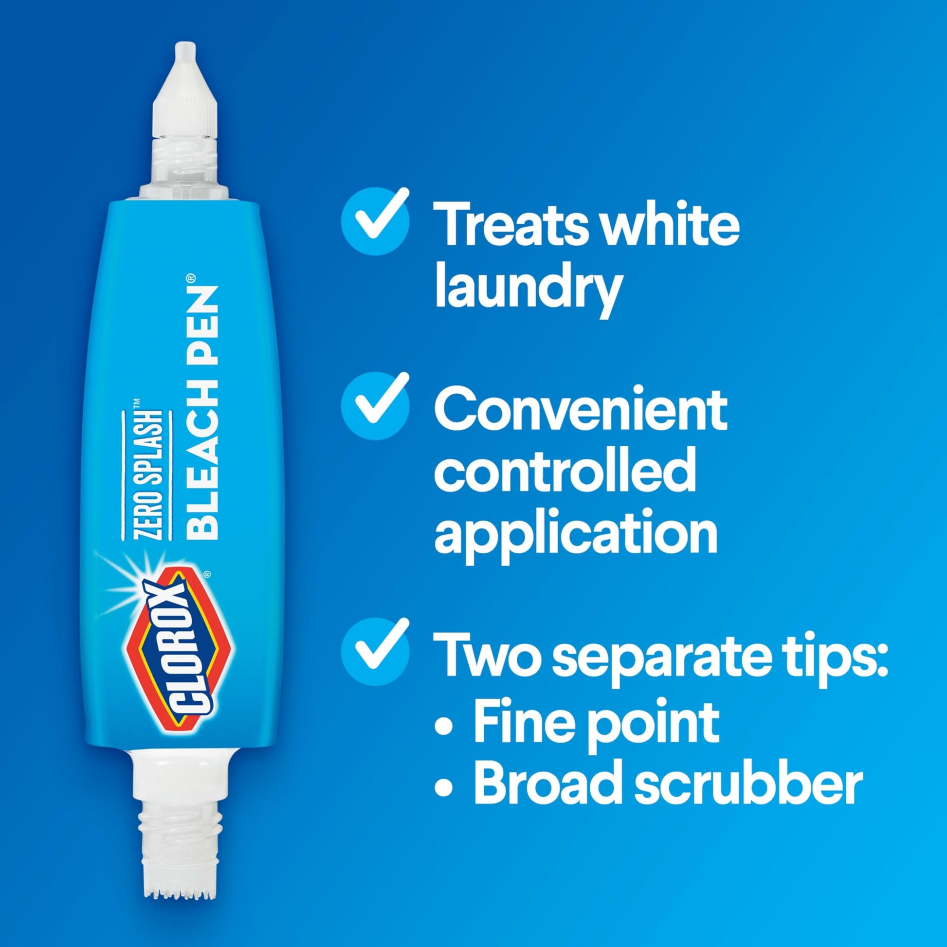 Clorox Bleach Pens, Zero Splash Stain Remover Pen, Spot Cleaner, 2 Ounces (Pack of 4)