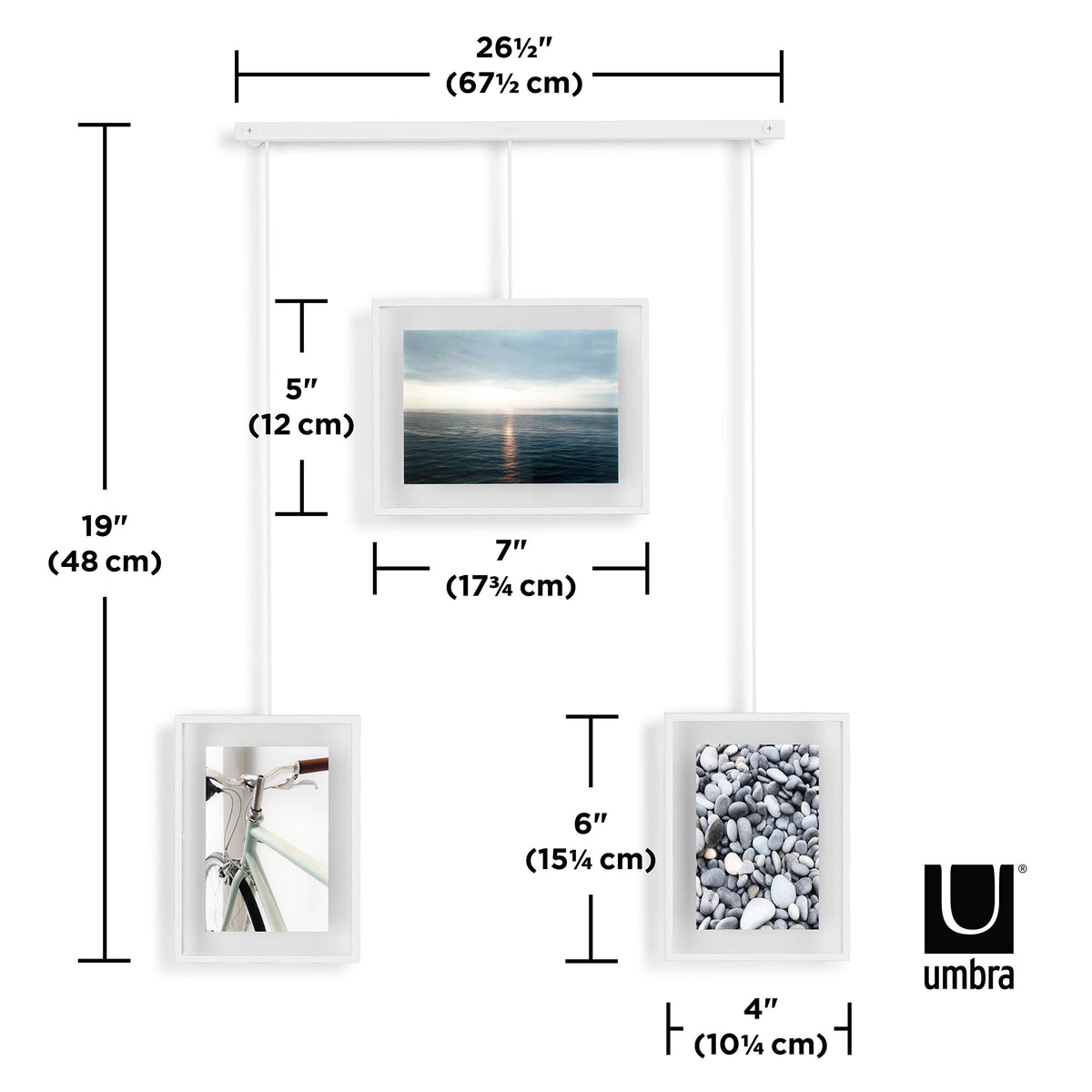 Umbra Exhibit Picture Frames, White, Set of 3