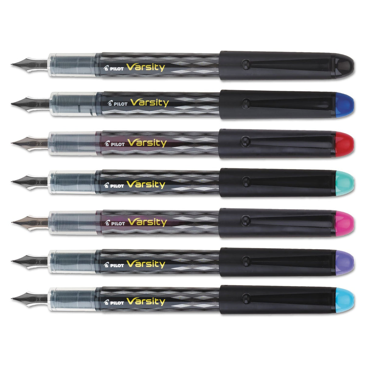 Pilot 90029 Varsity Fountain Pen Pack, Assorted Ink, 1mm, 7/Set