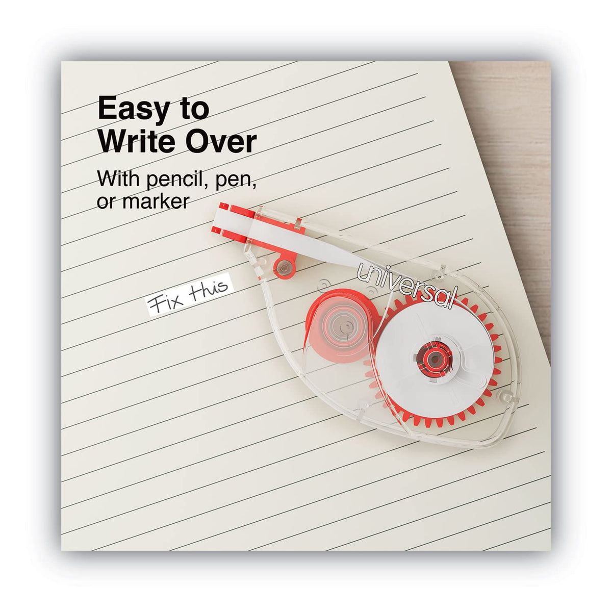 Universal UNV75612 1/5 in. x 393 in. Non-Refillable Side-Application Correction Tape (10/Pack)