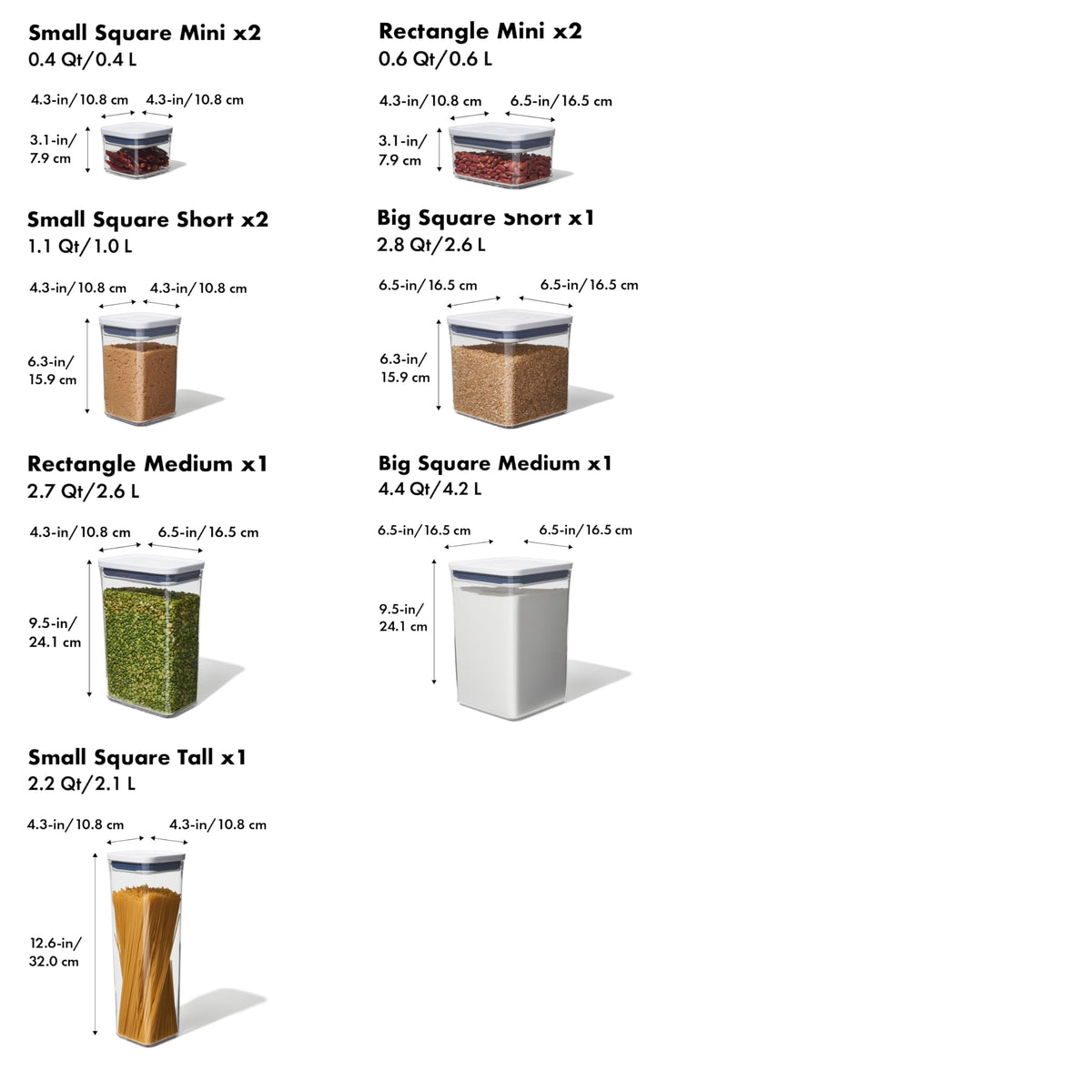 OXO Good Grips 10-Piece POP Container Set, White