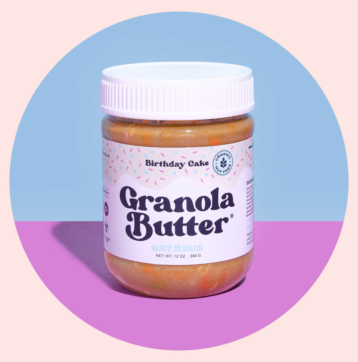 KWEEN Oat Haus Birthday Cake Granola Butter | Peanut-free, Almond (Tree-Nut) Free, & School-Safe (Top 8 Allergen Free) | Edible Cookie Dough Alternative