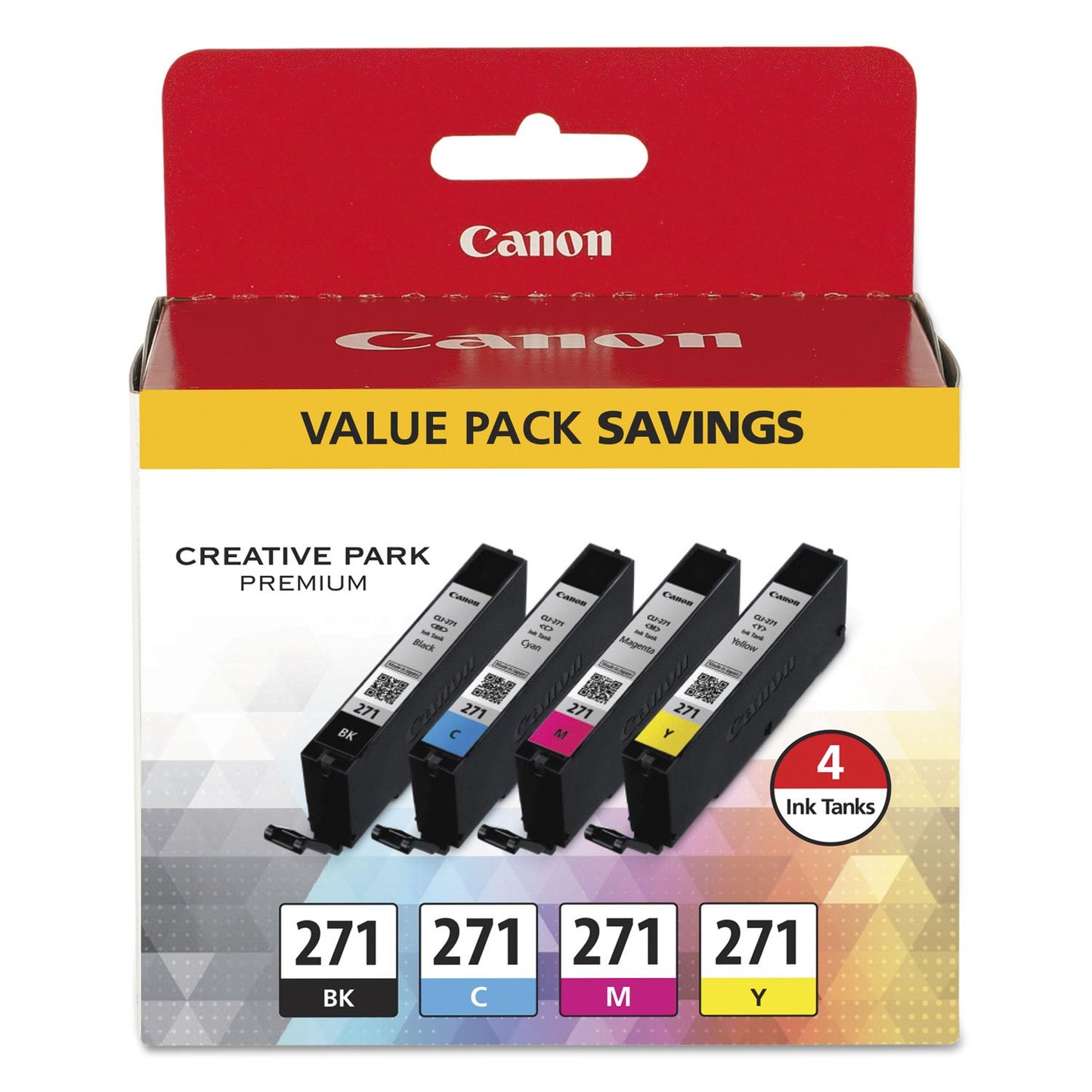 Canon 0390C005 (CLI-271) Ink Cartridge, Black/Cyan/Magenta/Yellow - in Retail Packaging
