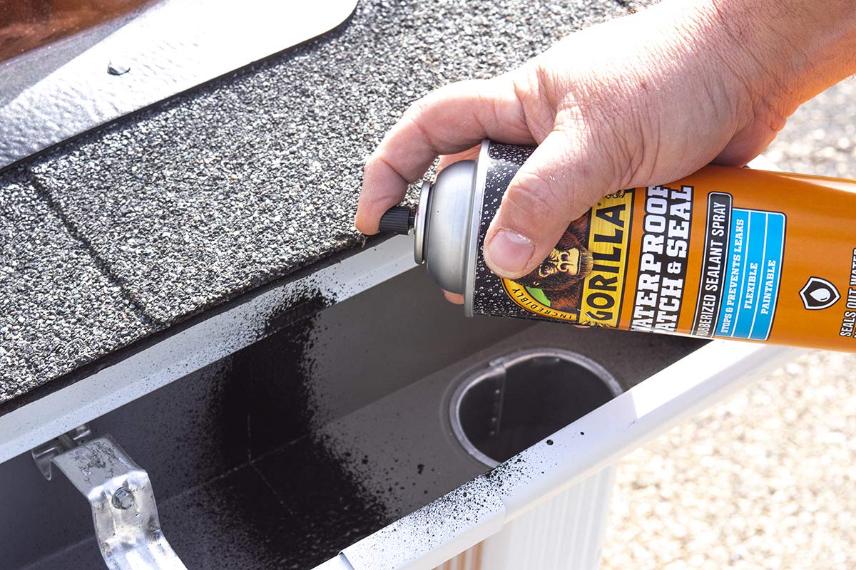 Gorilla Waterproof Patch & Seal Rubberized Sealant Spray, Black, 16 Ounce (Pack of 2) - Seals Out Water, Air, and Moisture