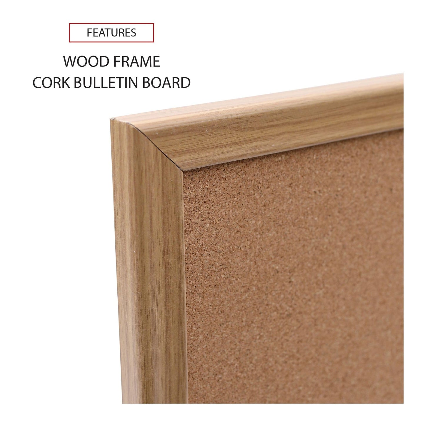 Universal 43602-UNV 24 in. x 18 in. Cork Board with Oak Style Frame - Tan Surface