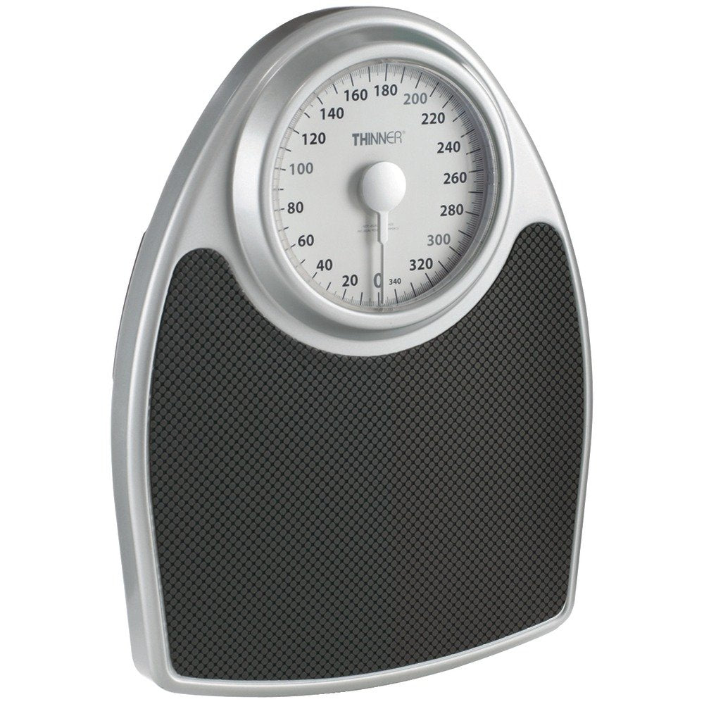 Thinner by Conair Scale for Body Weight, Analog Bathroom Scale in Black