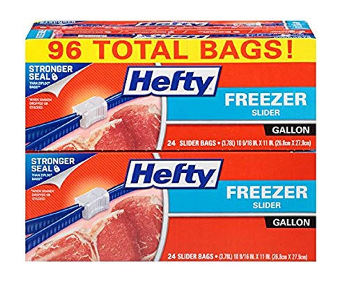 Hefty 4-24 CT Gallon Freezer Slider Bags, 96 CT