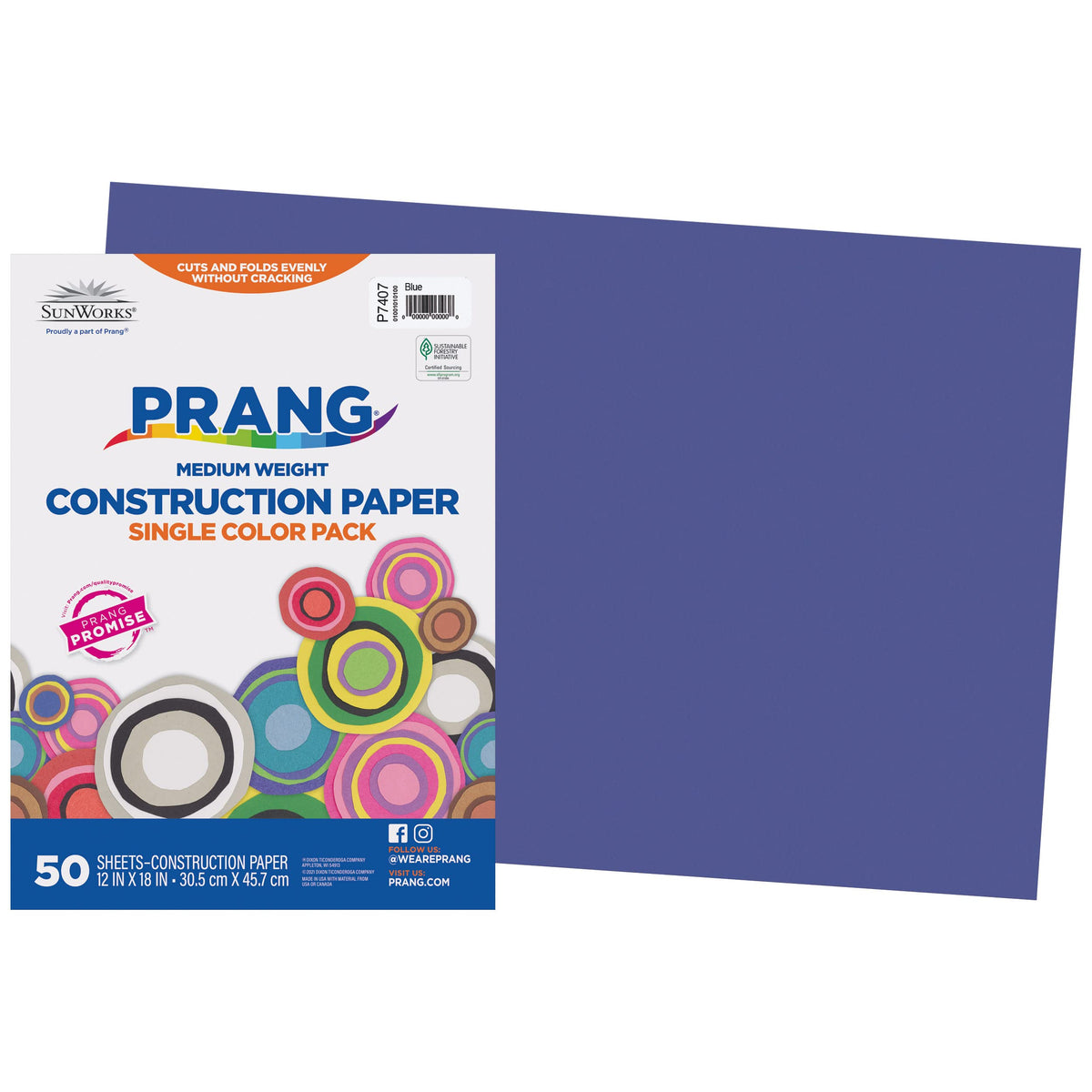Prang (Formerly SunWorks) Construction Paper, Blue, 12" x 18", 50 Sheets