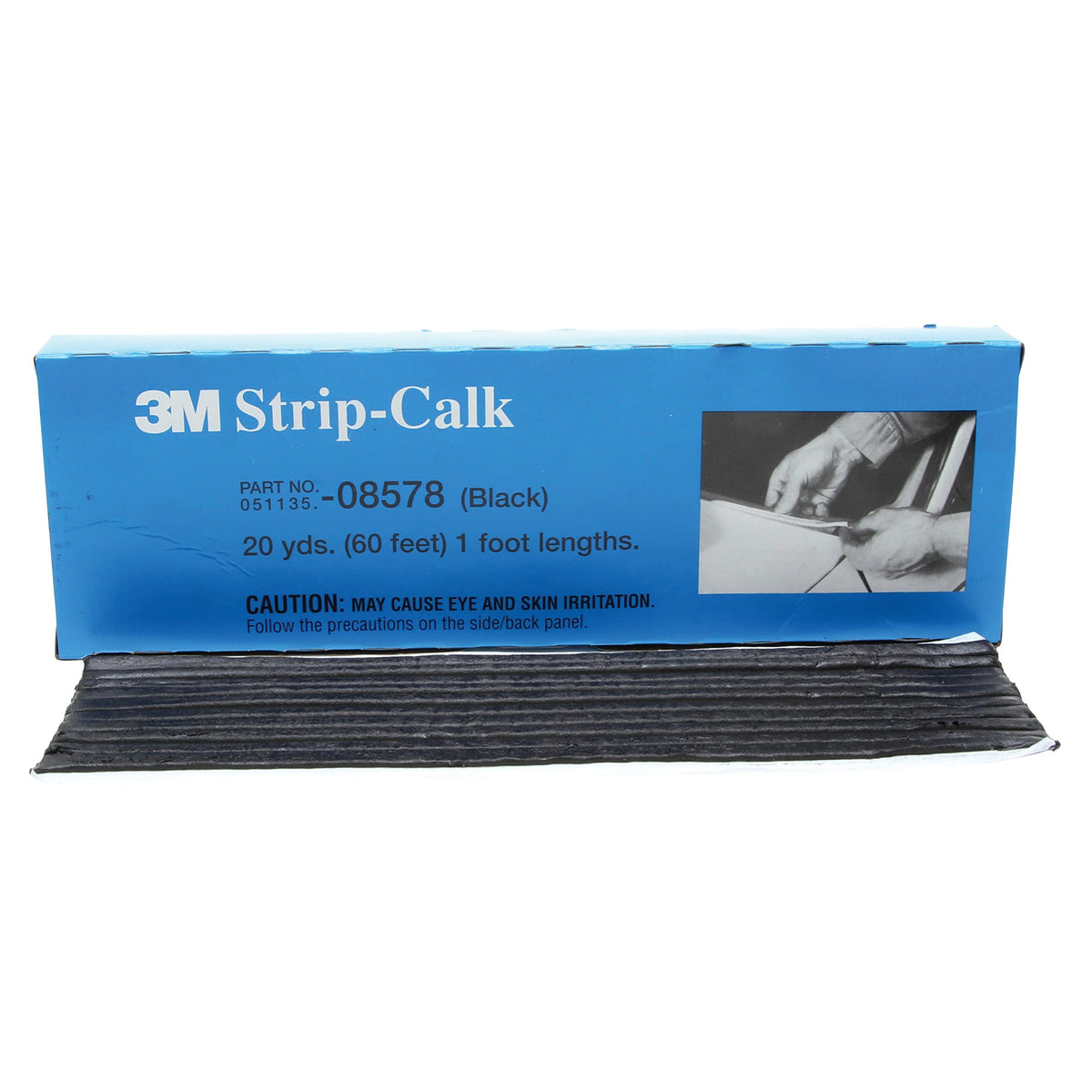 3M Strip Calk, 08578, 1 ft Strips, Black, Soft Butyl Rubber, Permanent Elasticity, Joint Filling, Trunk Seams, 60 Pack