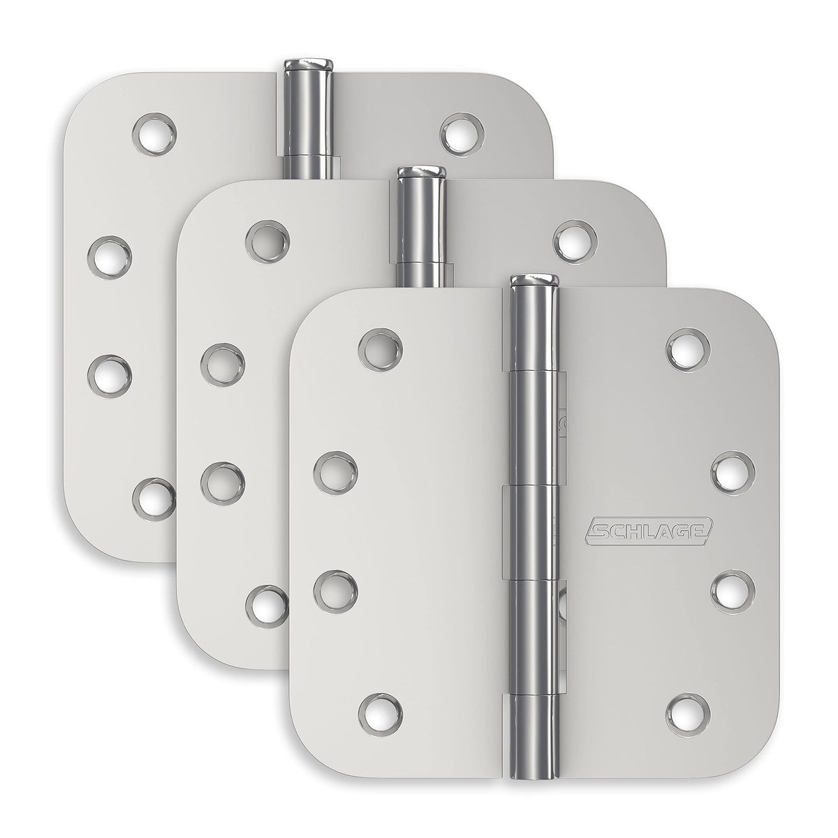Schlage 4" Door Hinge with 5/8" Radius Round Corner in Bright Chrome (3-Pack)