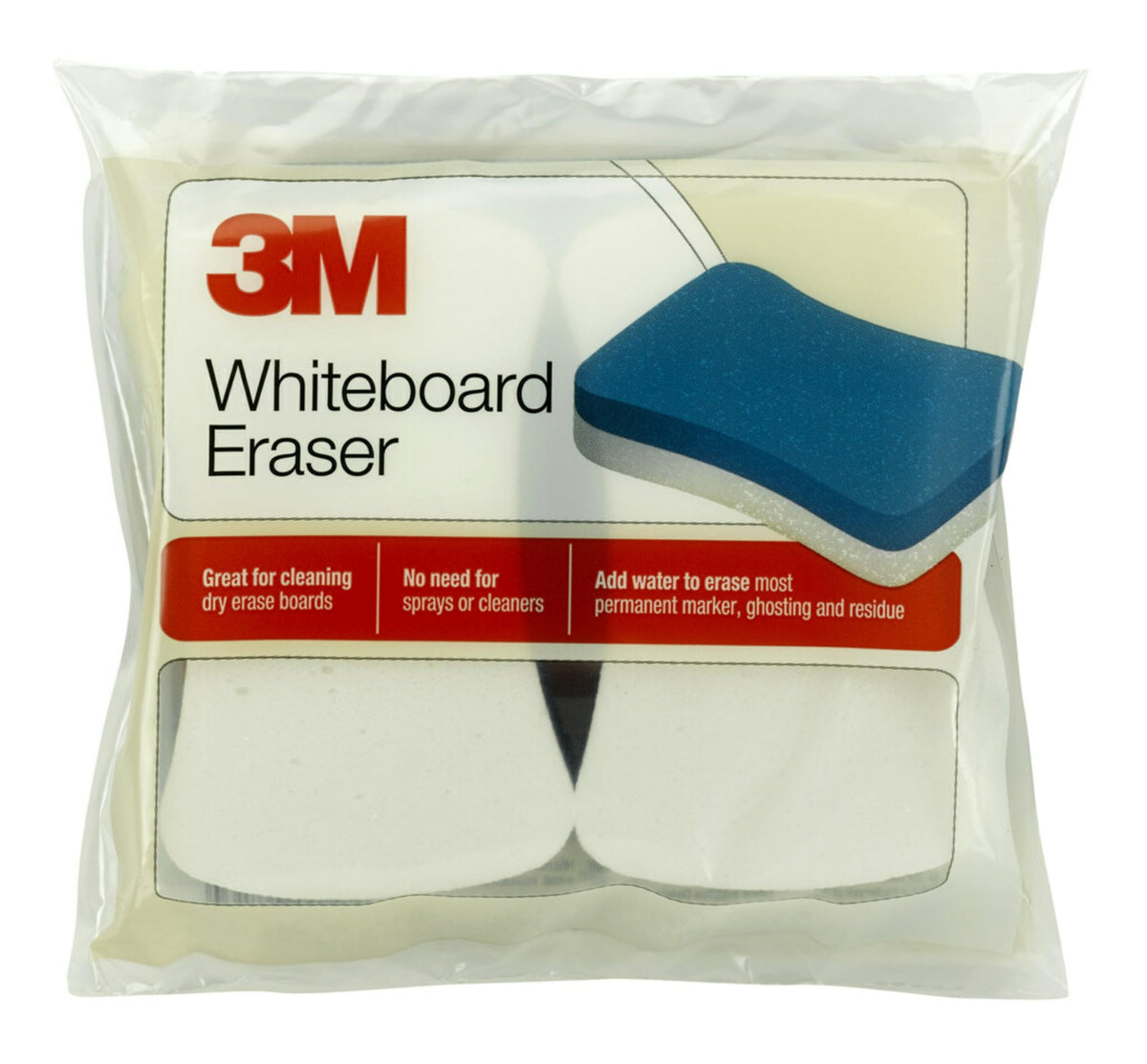 3M Whiteboard Eraser for Whiteboards, 2-Pack, White/Blue (581-WBE)