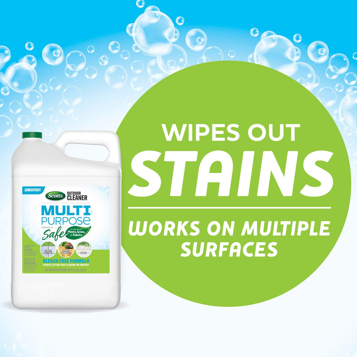 Scotts Outdoor Cleaner Multi Purpose Formula: Concentrate, Bleach-Free, Use on Decks, Siding, Stone and Patio Furniture, 2.5 gal.