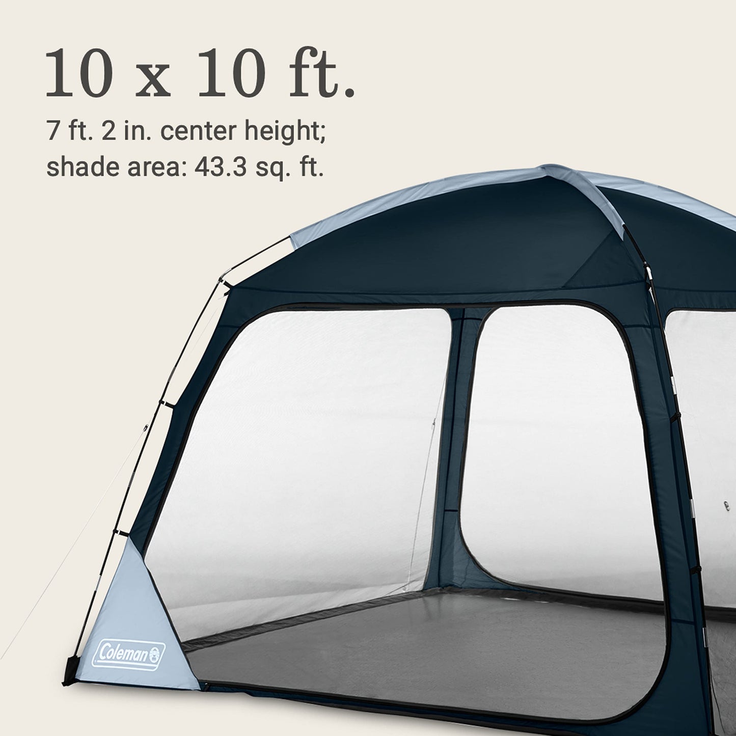Coleman Skyshade Screen Dome Canopy Tent, 10 x 10 Shade Canopy, UPF 50+ Outdoor Canopy Tent for Camping, Tailgating, and Beach Shade, Blue Nights