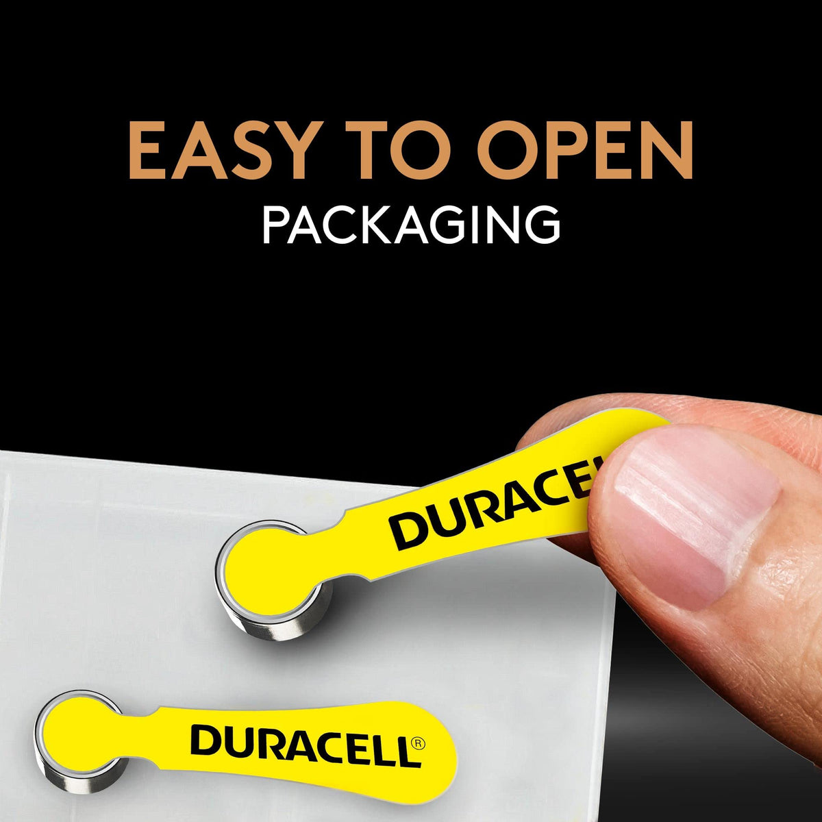 Duracell Hearing Aid Batteries Yellow Size 10, 24 Count Pack, 10A Size Hearing Aid Battery with Long-Lasting Power, Extra-Long EasyTab Install for Hearing Aid Devices