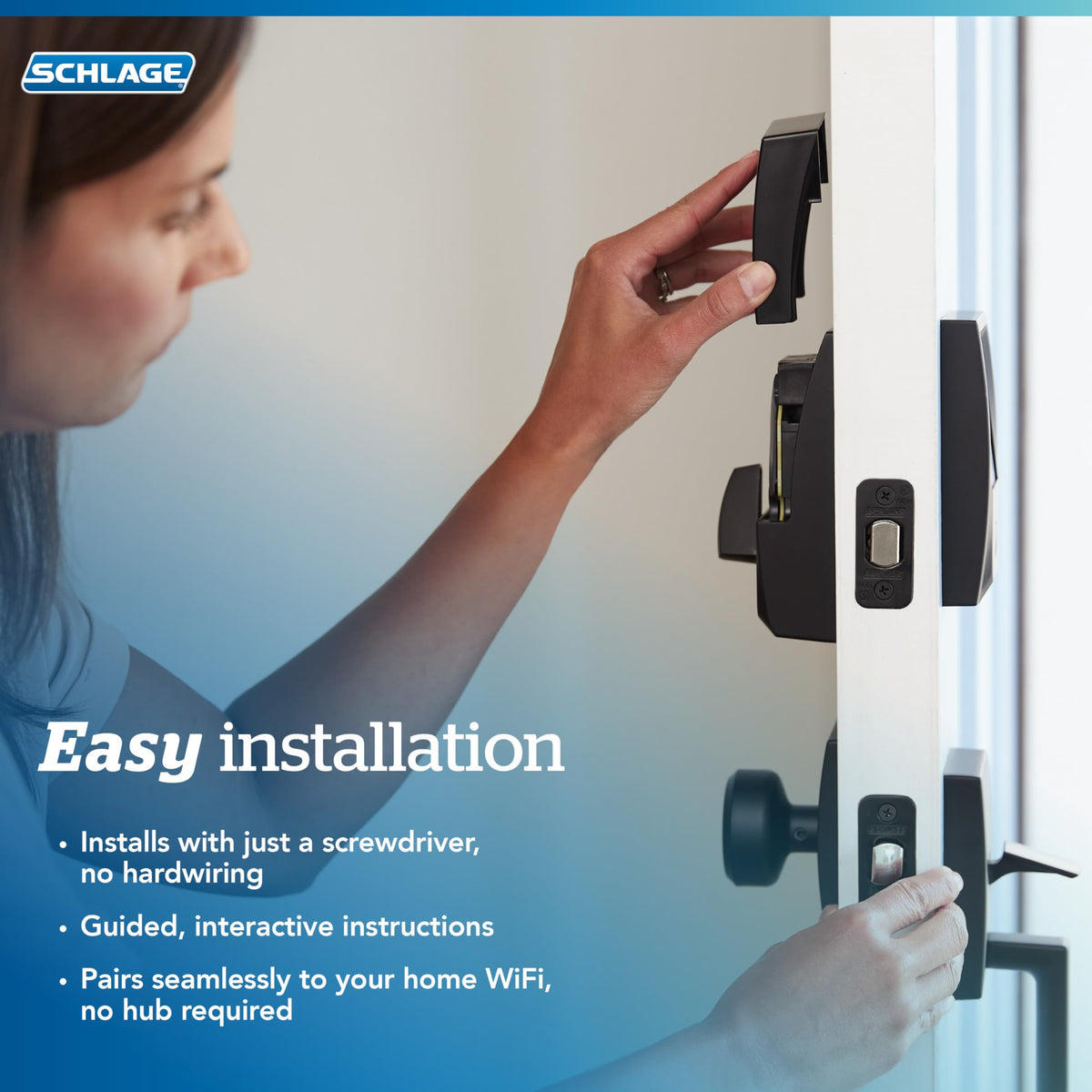 Schlage Encode Smart Wi-Fi Deadbolt with Camelot Trim in Matte Black, Lock Only
