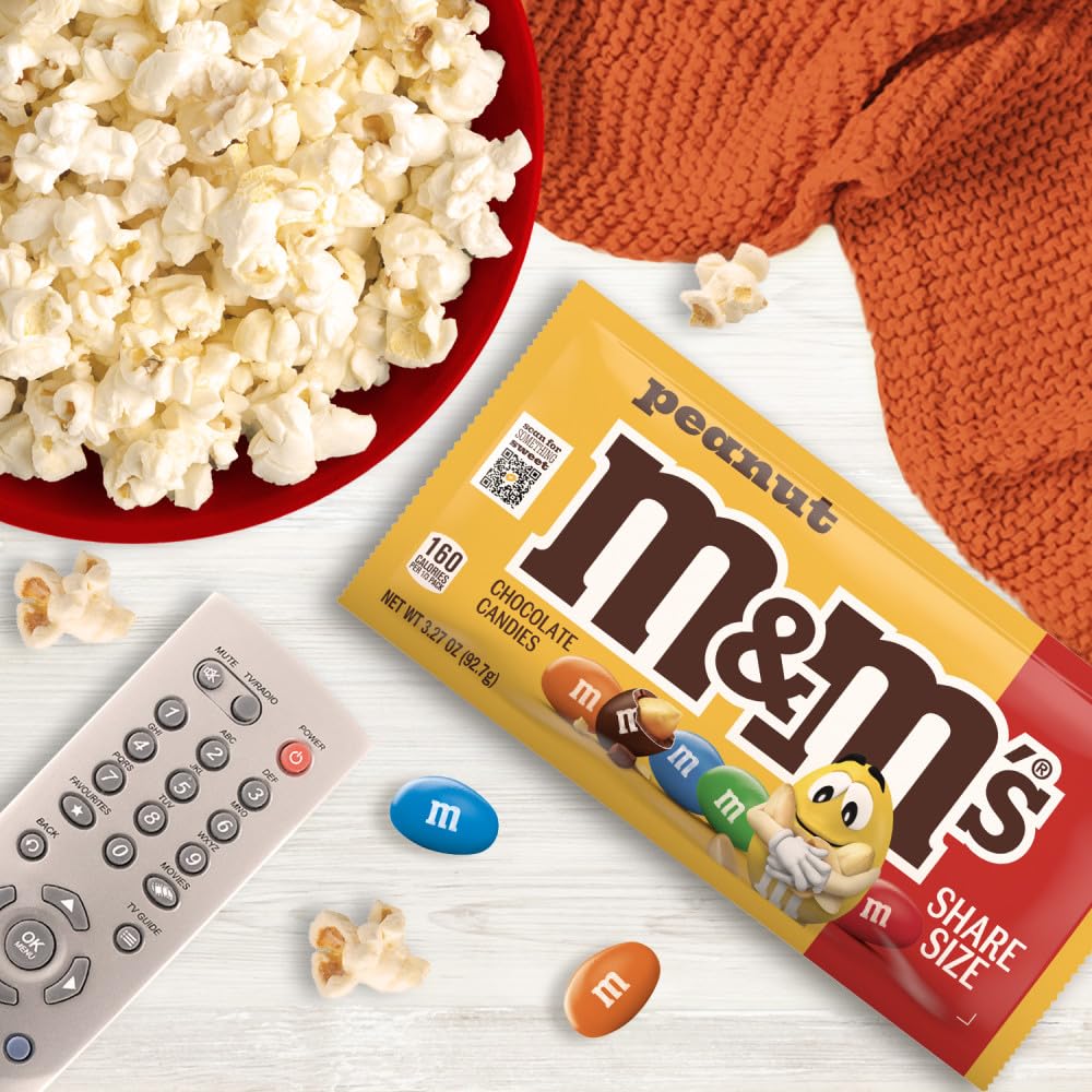 M&M'S Peanut Milk Chocolate Candy, Share Size, 3.27 oz Bag