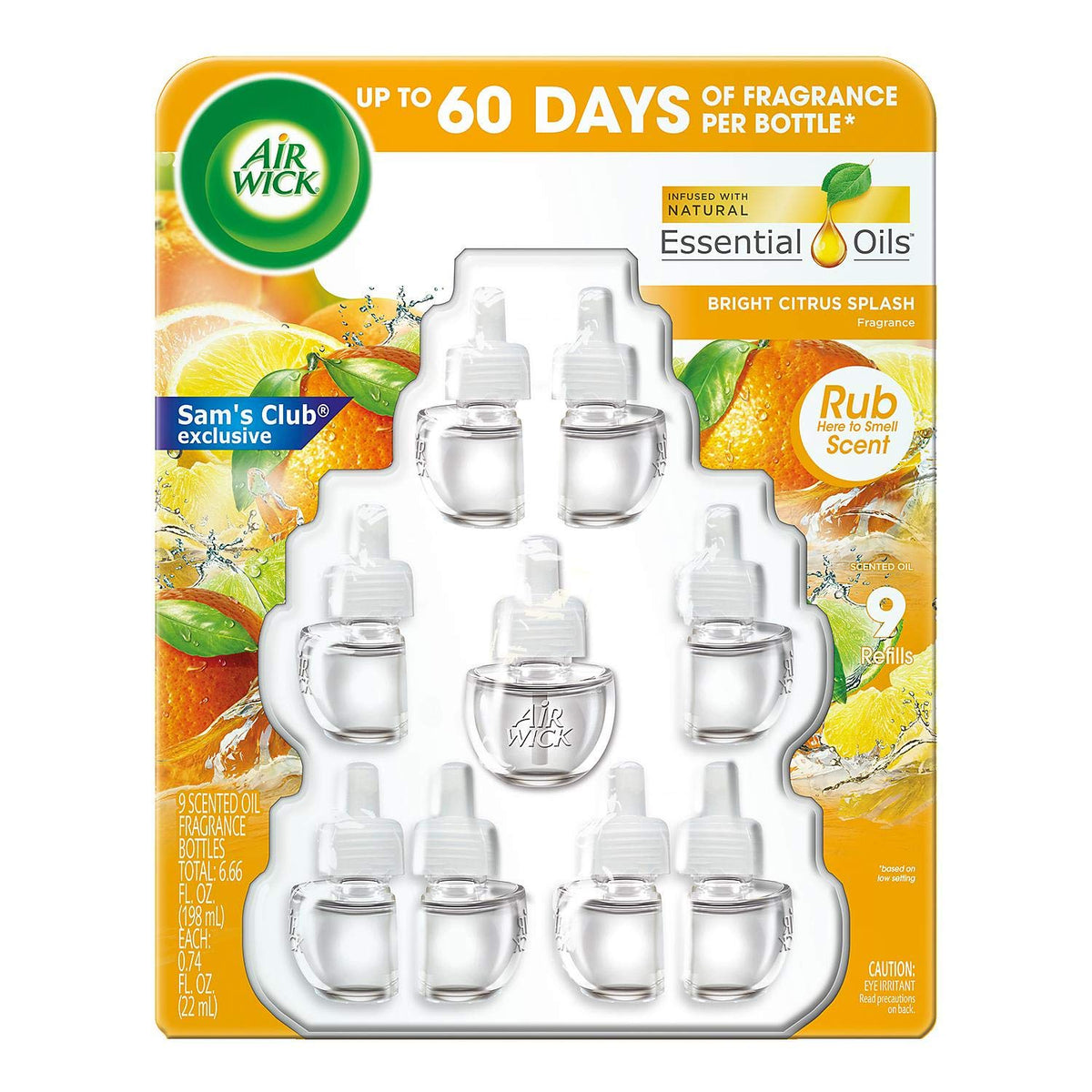 Air Wick Bright Citrus Splash Natural Essential Oils, 9 Fragrance Bottles