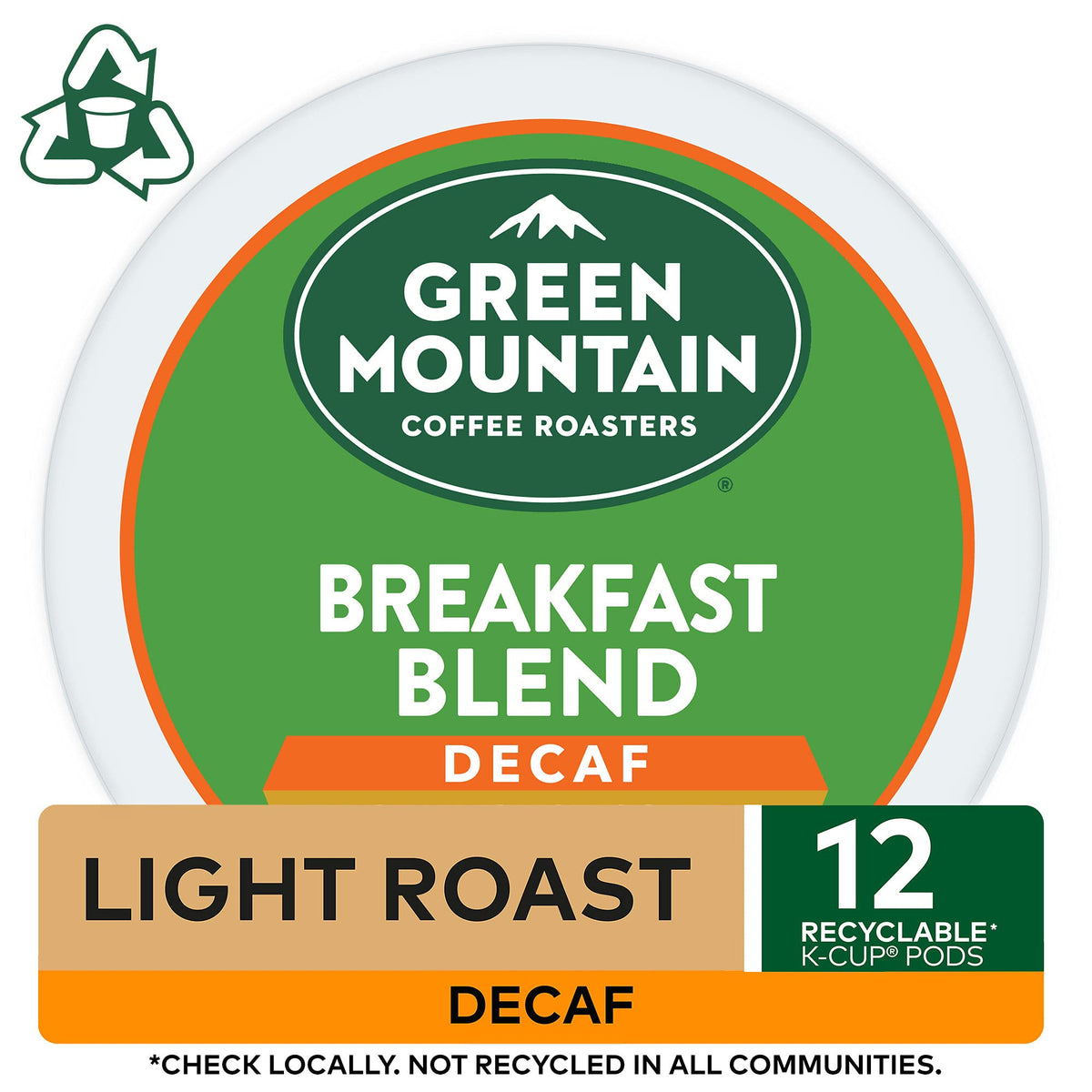 Green Mountain Keurig Decaf Coffee Breakfast Blend, 0.31 Ounce (Pack of 12)