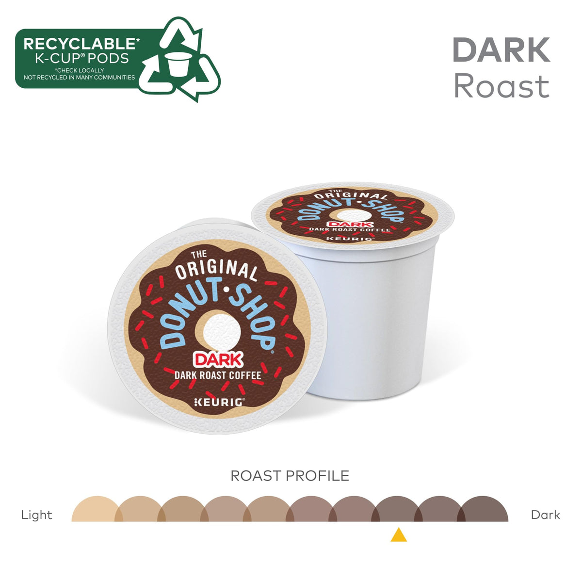 The Original Donut Shop Dark, Keurig Single Serve K-Cup Pods, Dark Roast Coffee Pods, 32 Count