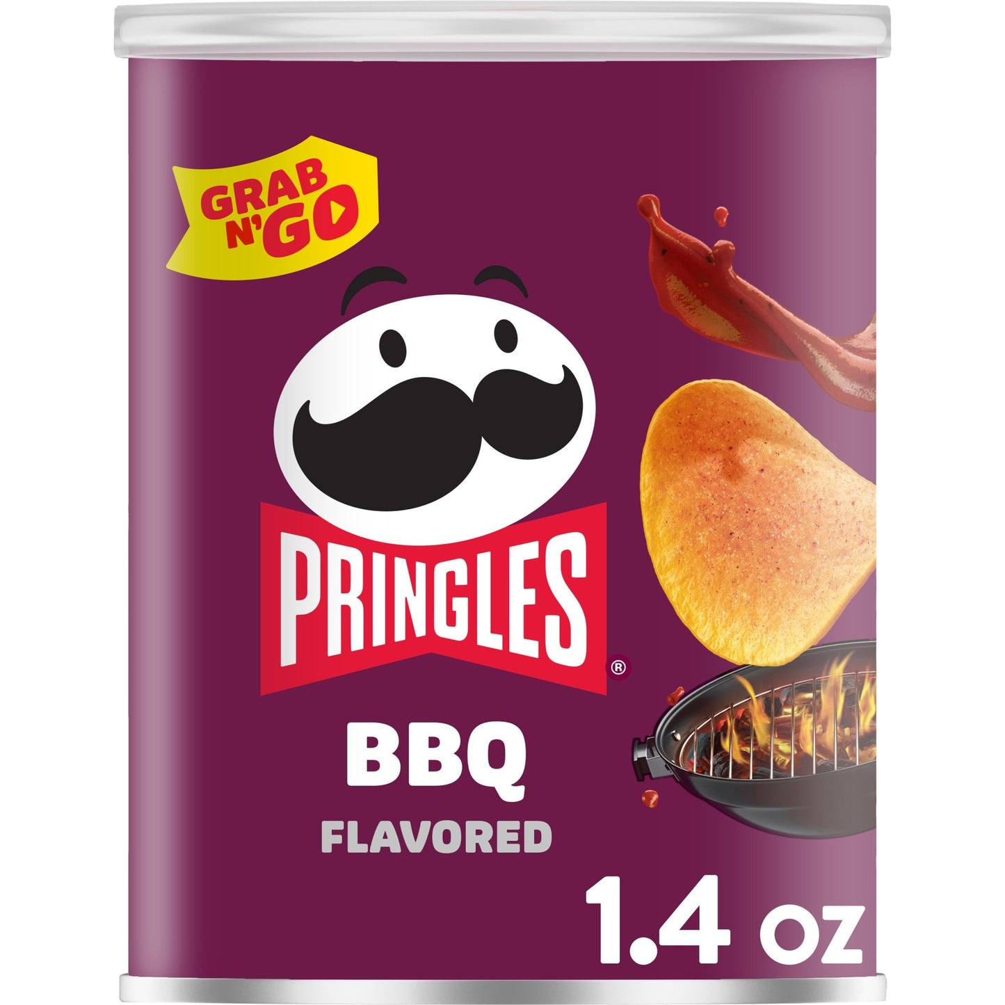 Pringles Potato Crisps Chips, Lunch Snacks, Office and Kids Snacks, Grab N' Go Pack, BBQ, 1.4oz Can (1 Can)