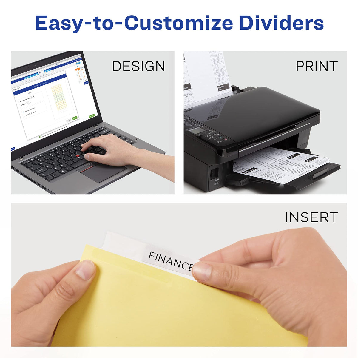 Avery Big Tab Insertable Dividers for 3 Ring Binders, 5-Tab Set, Buff Paper, Clear Tabs, 1 Binder Divider Set (11110)
