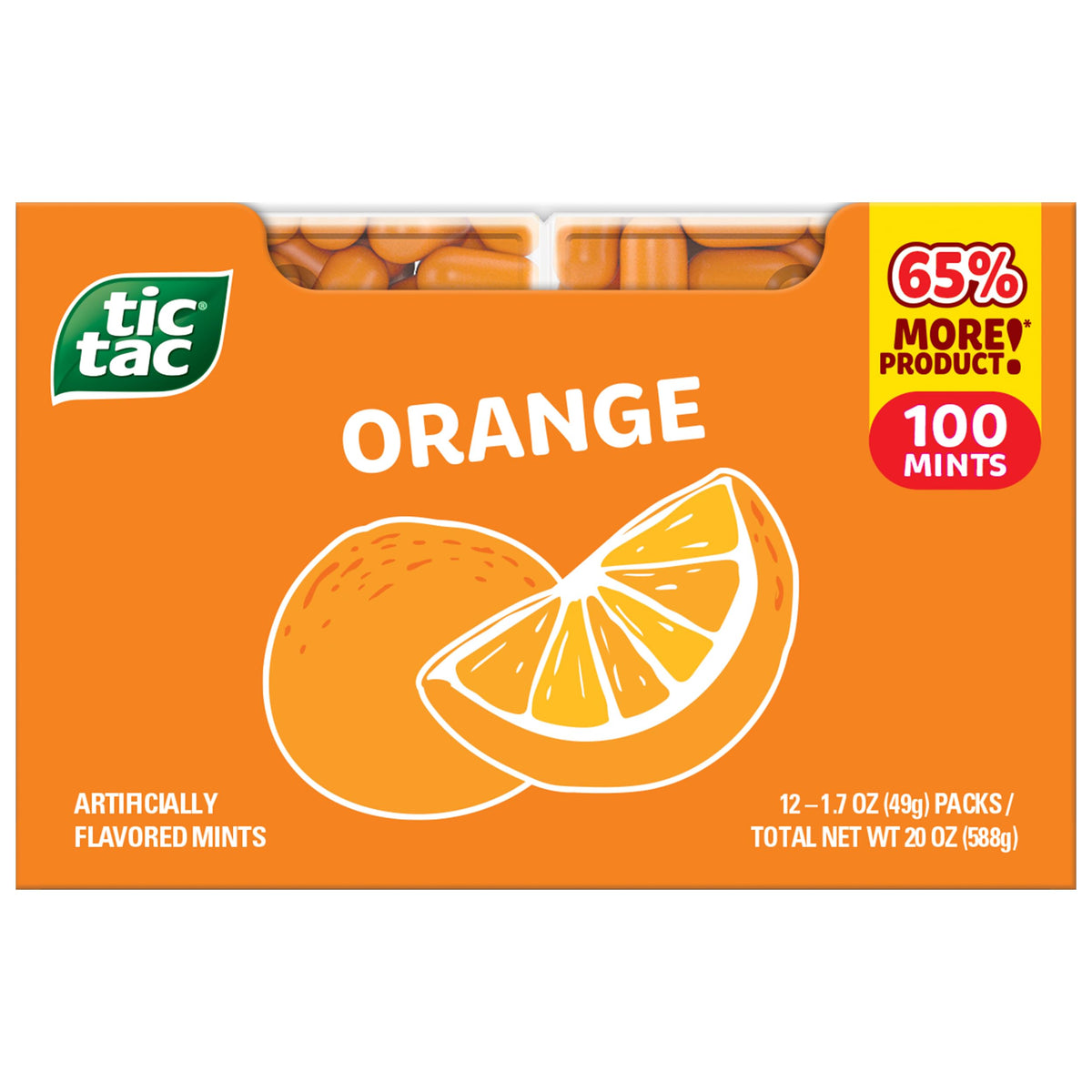 Tic Tac Orange Mints, Bulk 12 Pack, On-The-Go Refreshment, 1.7 oz Each