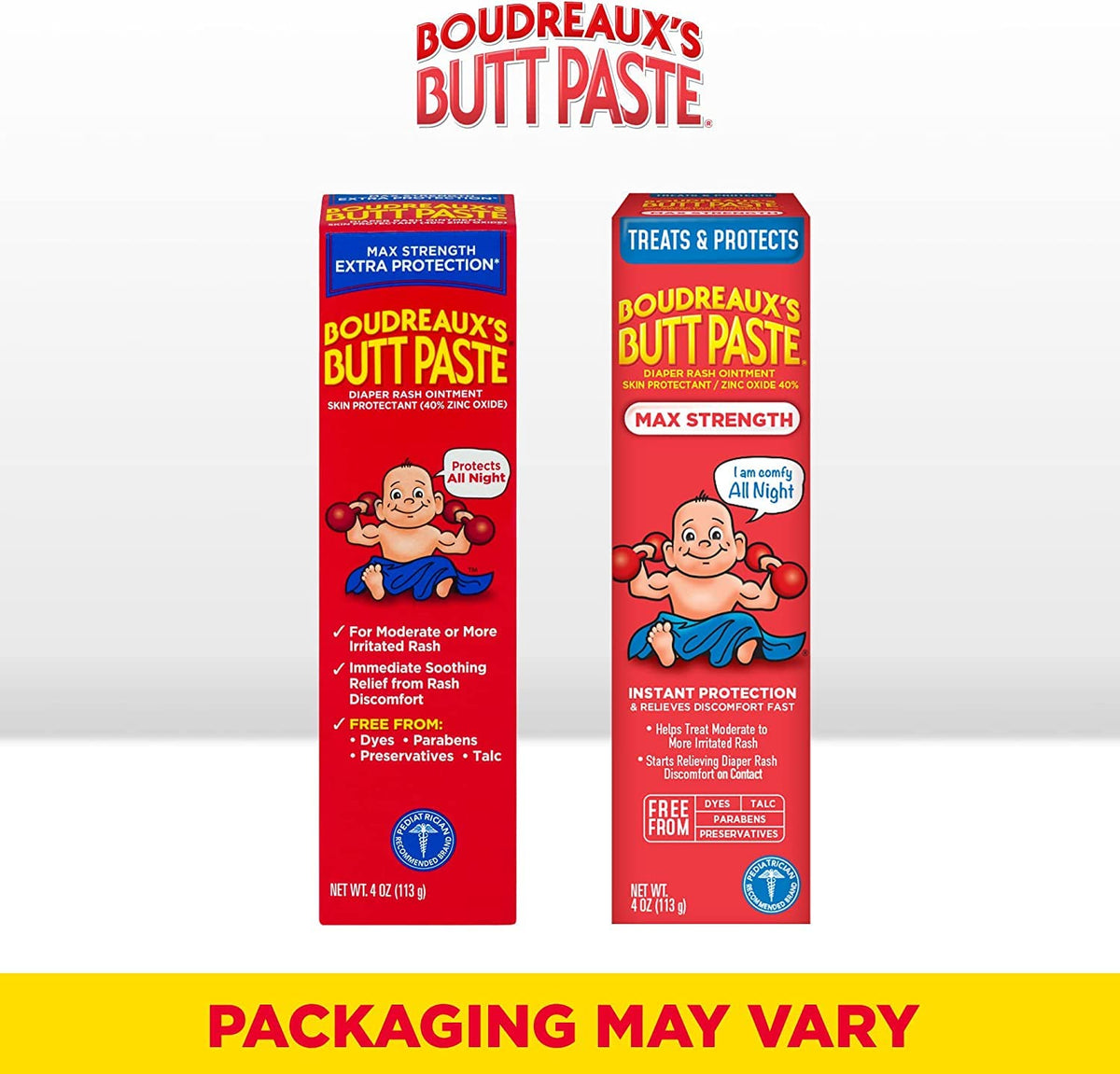 Boudreaux's Butt Paste Maximum Strength Diaper Rash Ointment, 4 Ounce (Pack of 4)