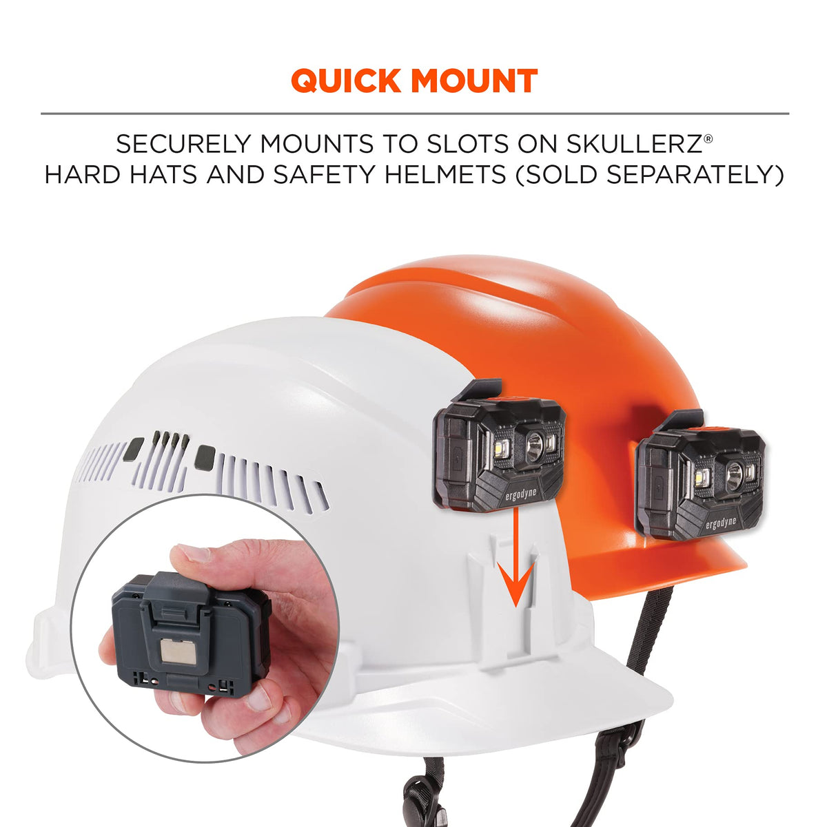 Ergodyne - 60197 Skullerz 8987 Rechargeable Universal Hard Hat LED Light, orange