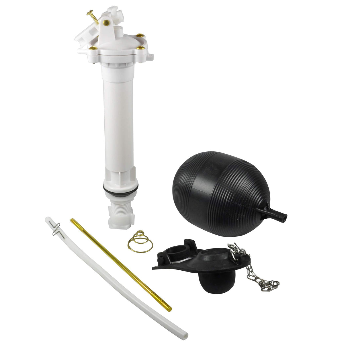 Danco 80816 Complete Toilet Repair Kit Fill Valve, Flapper, Rod, Float Replacement, White