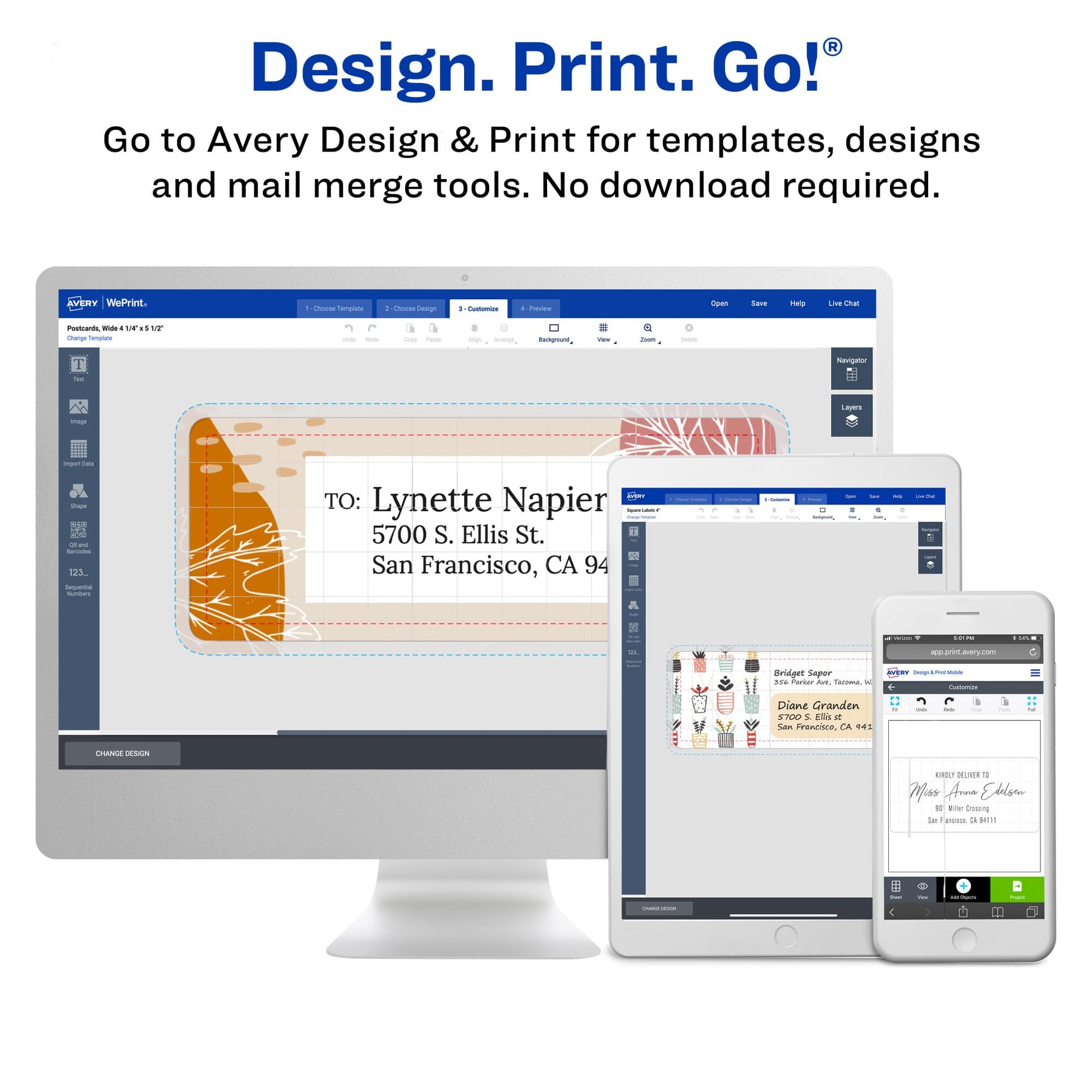 Avery Printable Shipping Labels with Sure Feed, 3-1/3" x 4", White, 150 Blank Mailing Labels (8164)