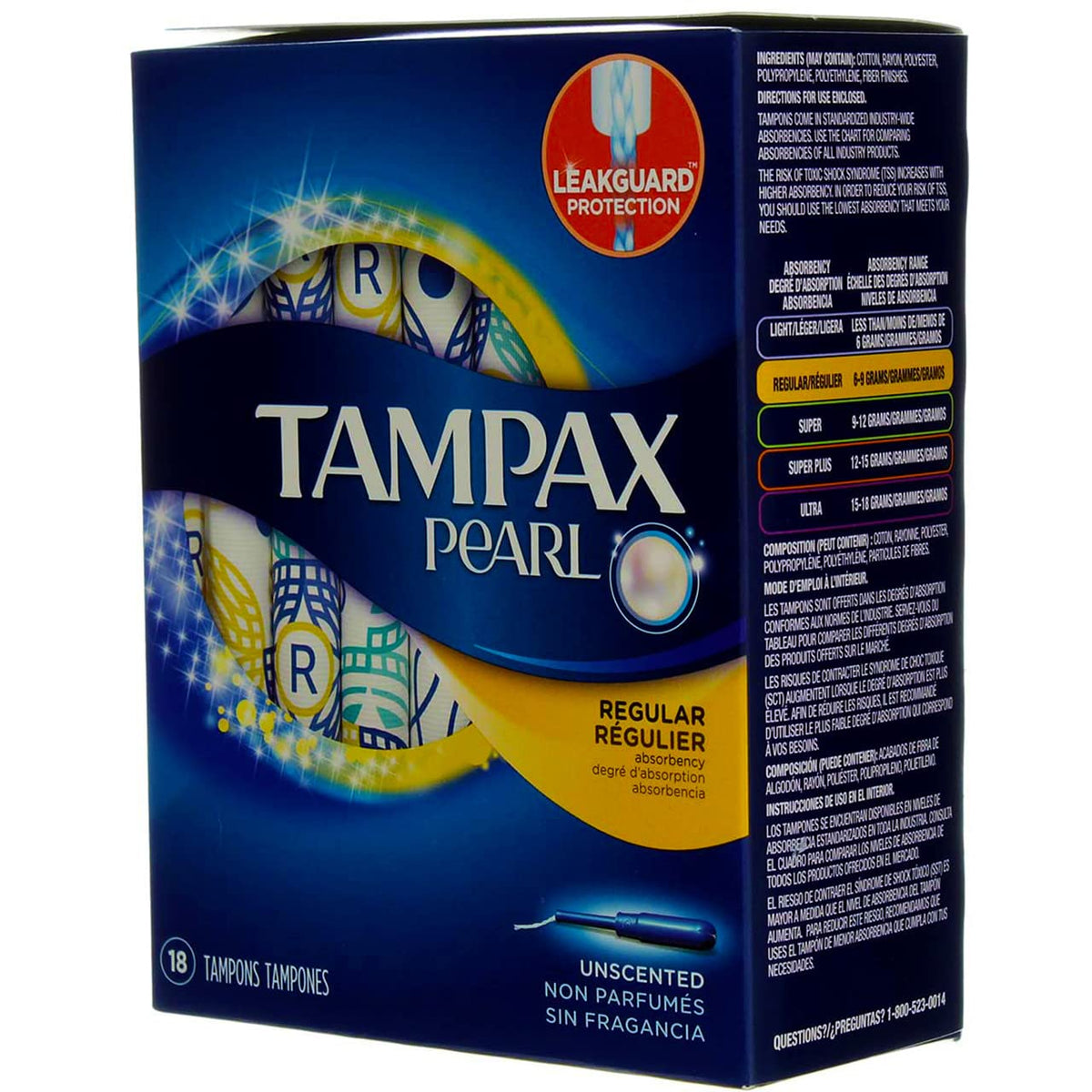 TAMPAX Pearls Plastic Regular 18CT (Pack of 8)