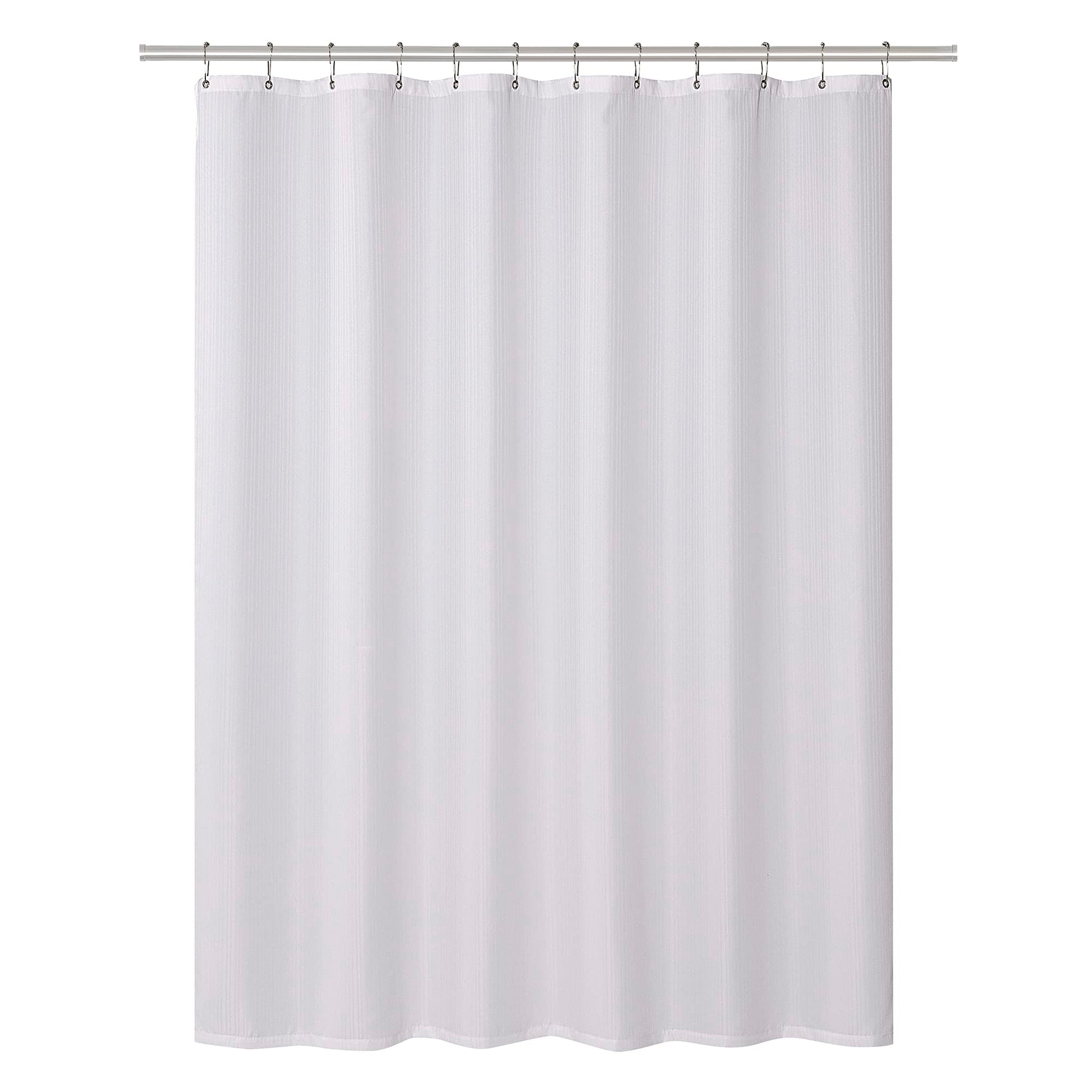 Clorox Treated Polyester Fabric Shower Curtain 70"x72" Bright White with Weighted Magnetic Hem, Machine Washable