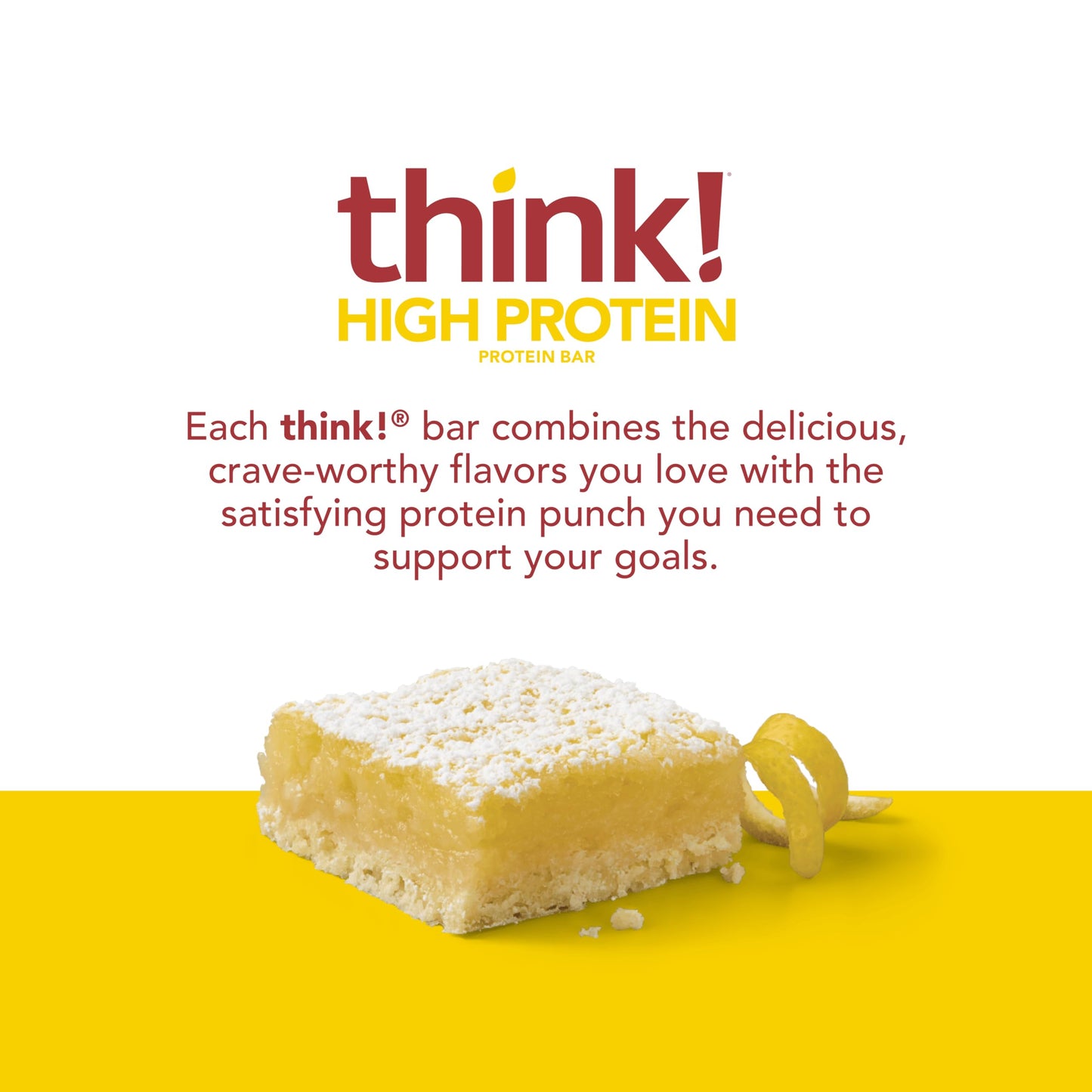think! Protein Bars, High Protein Snacks, Gluten Free, Kosher Friendly, Lemon Delight, Nutrition Bars, 2.1 Oz per Bar, 30 Count (Packaging May Vary)