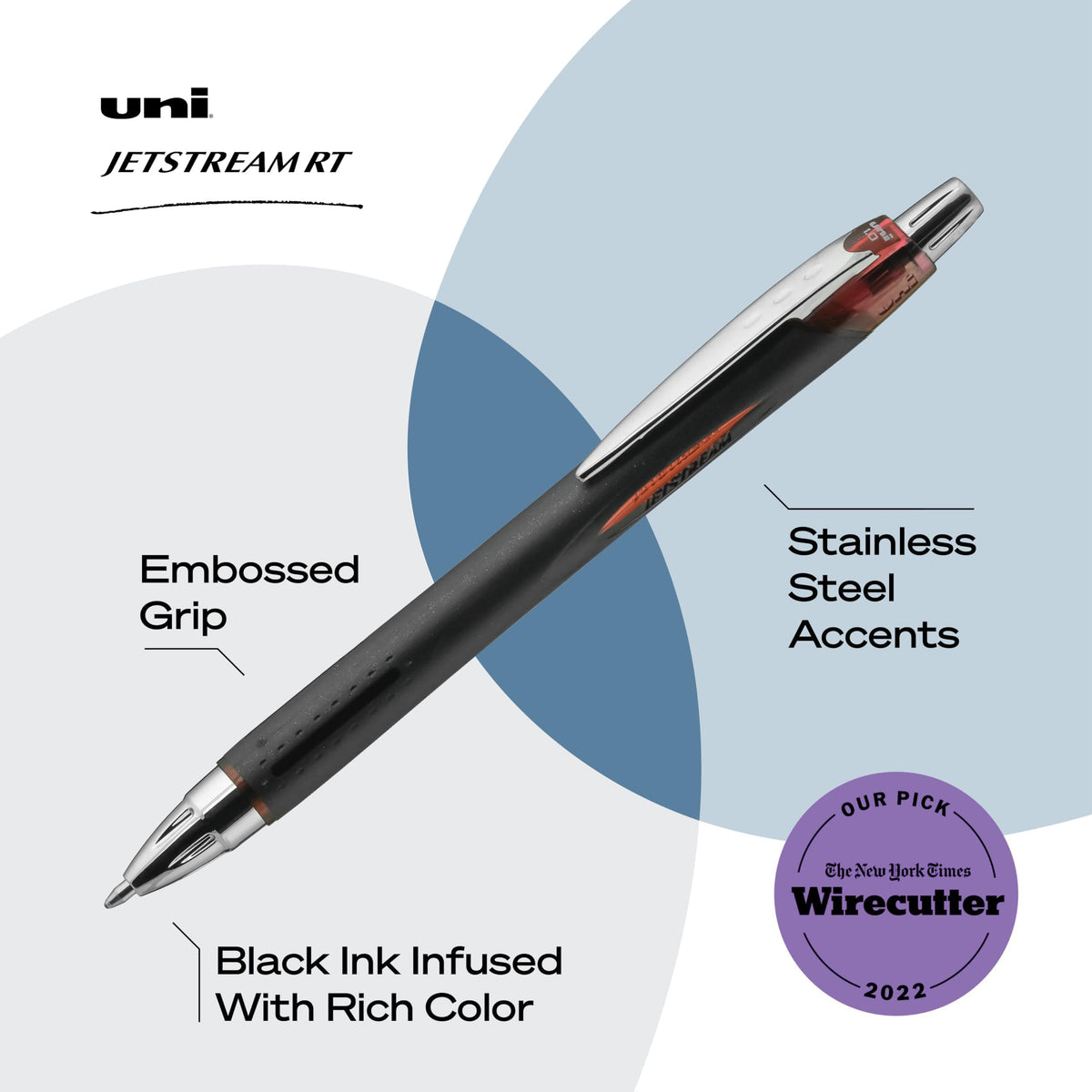 uni-ball Jetstream RT BLX Retractable Ballpoint Pens Medium Point, 1.0mm, Red/Black, 12 Pack