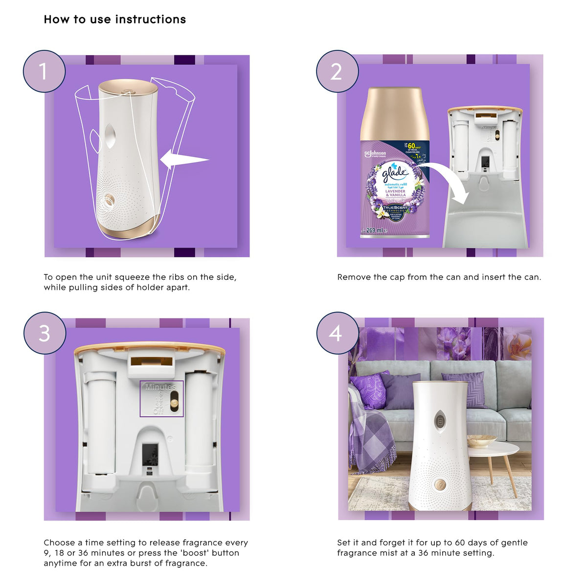 Glade Automatic Spray Refill 175G (269Ml) Lavender Package May Vary) Pack of 3