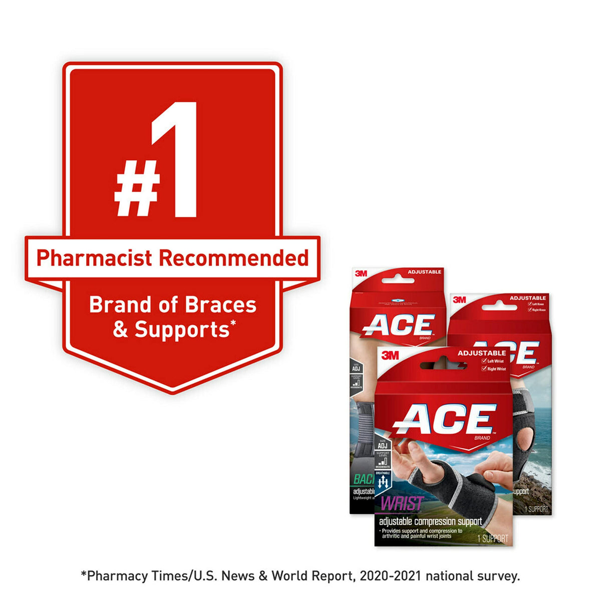 ACE Work Belt Back Supoprt, One Size Fits Most, Black