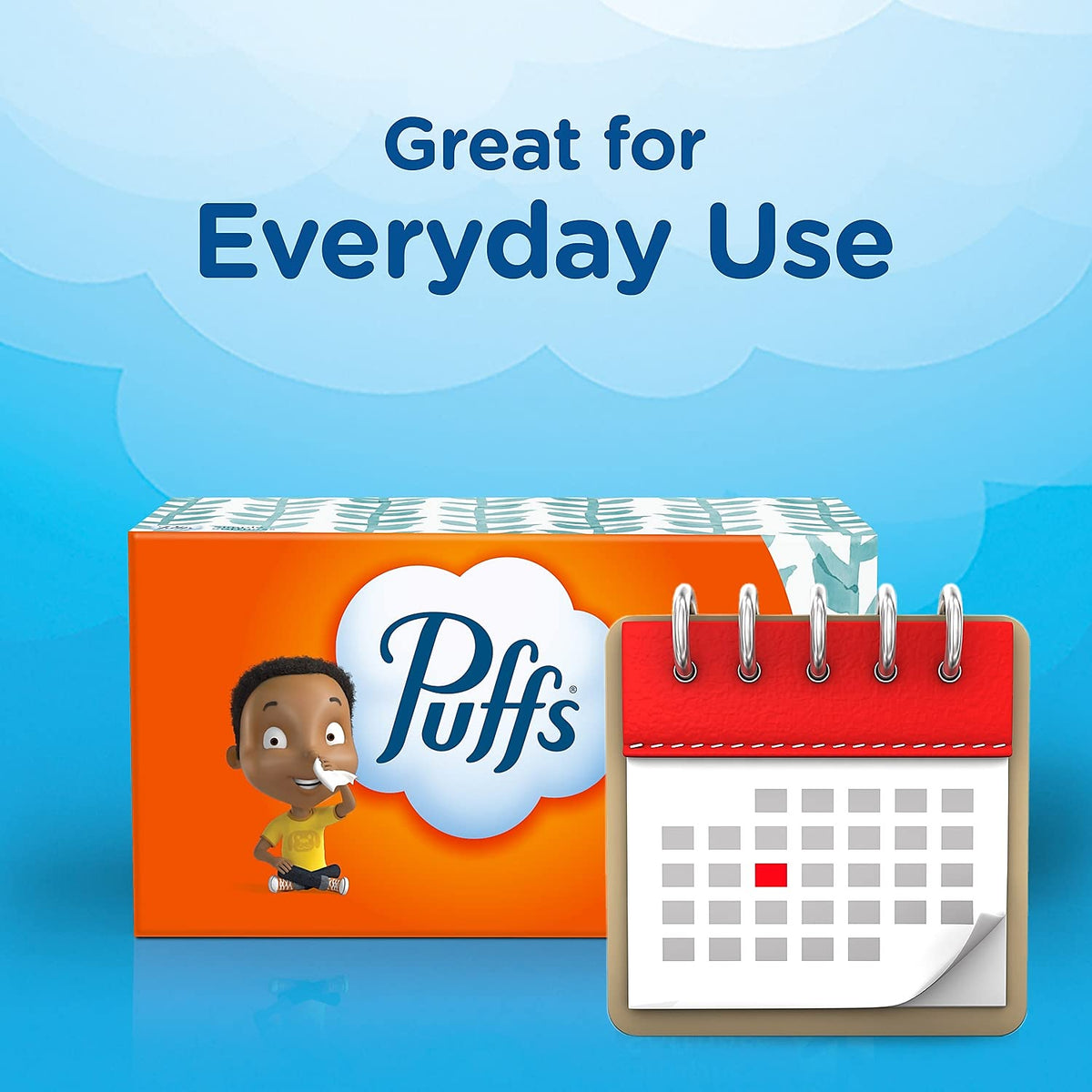 Puffs 87615PK Facial Tissue, 2-Ply, 8.2 x 8.4, 180/Box, 3 Box/Pack